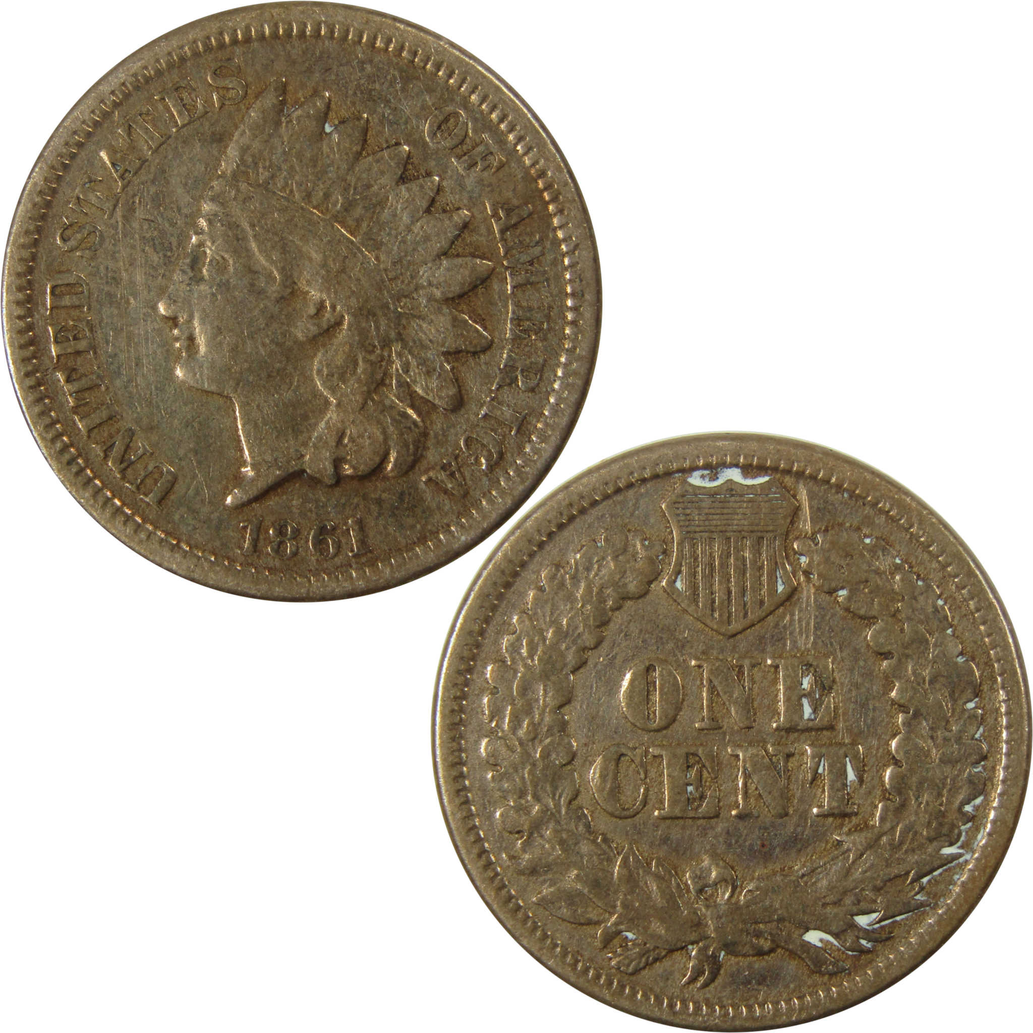 1861 Indian Head Cent VG Very Good Details Penny 1c Coin SKU:CP1185