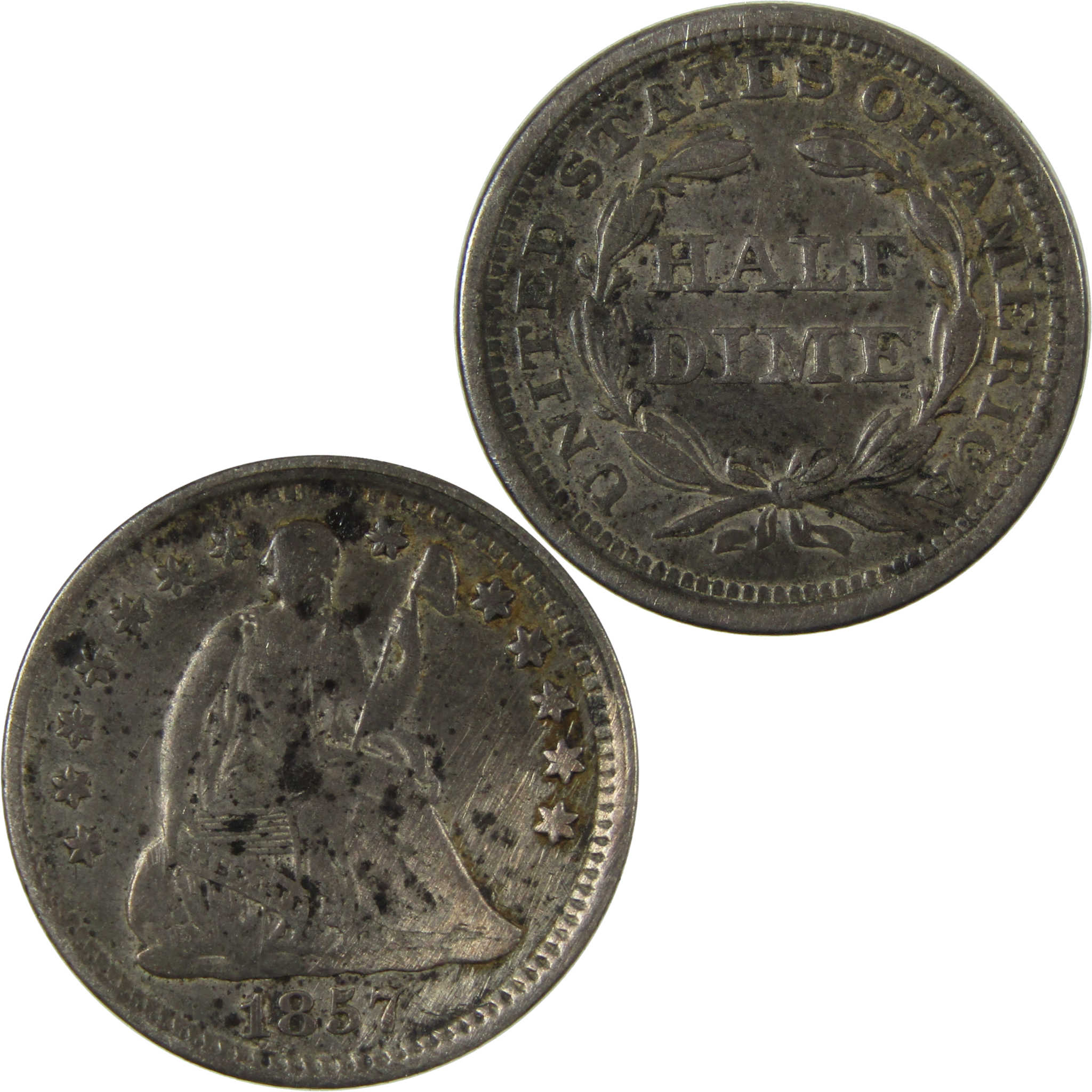 1857 Seated Liberty Silver Half Dime VF Very Fine Details SKU:I28496
