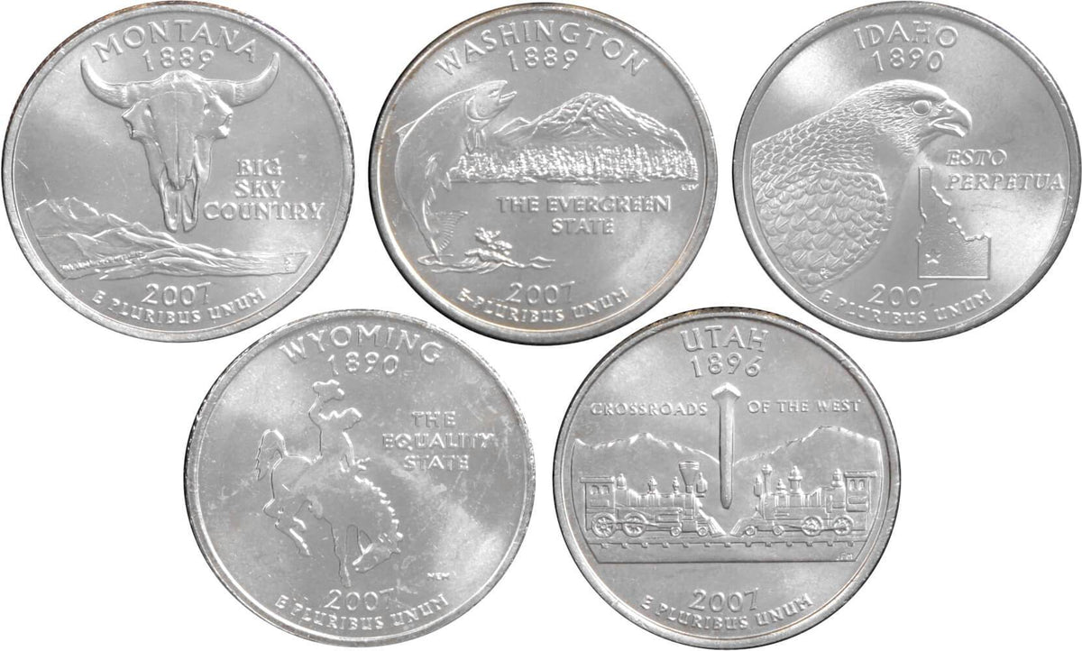 2007 P State Quarter 5 Coin Set Clad Uncirculated Mint State