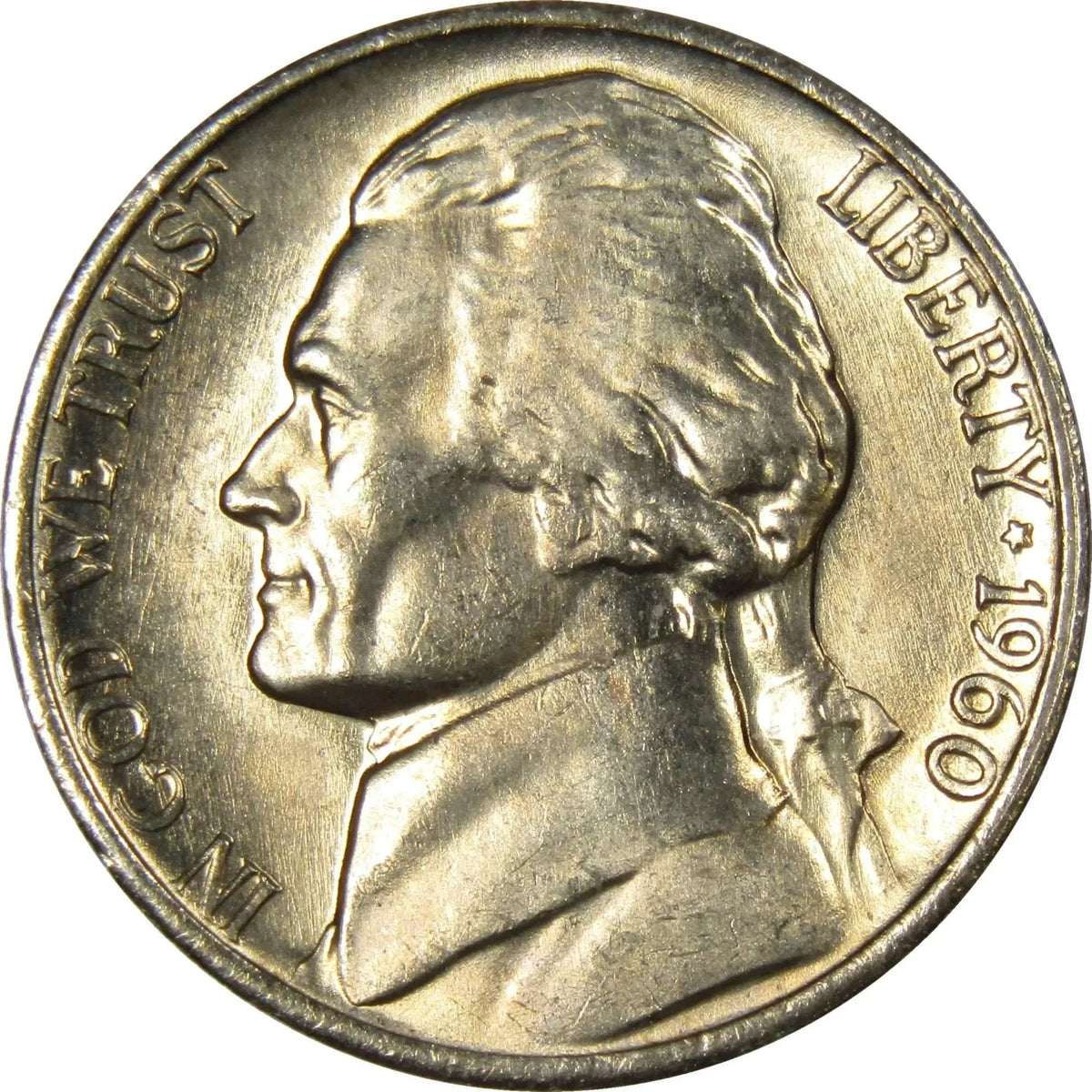 1960 Jefferson Nickel Uncirculated Mint State 5c Coin Collectible