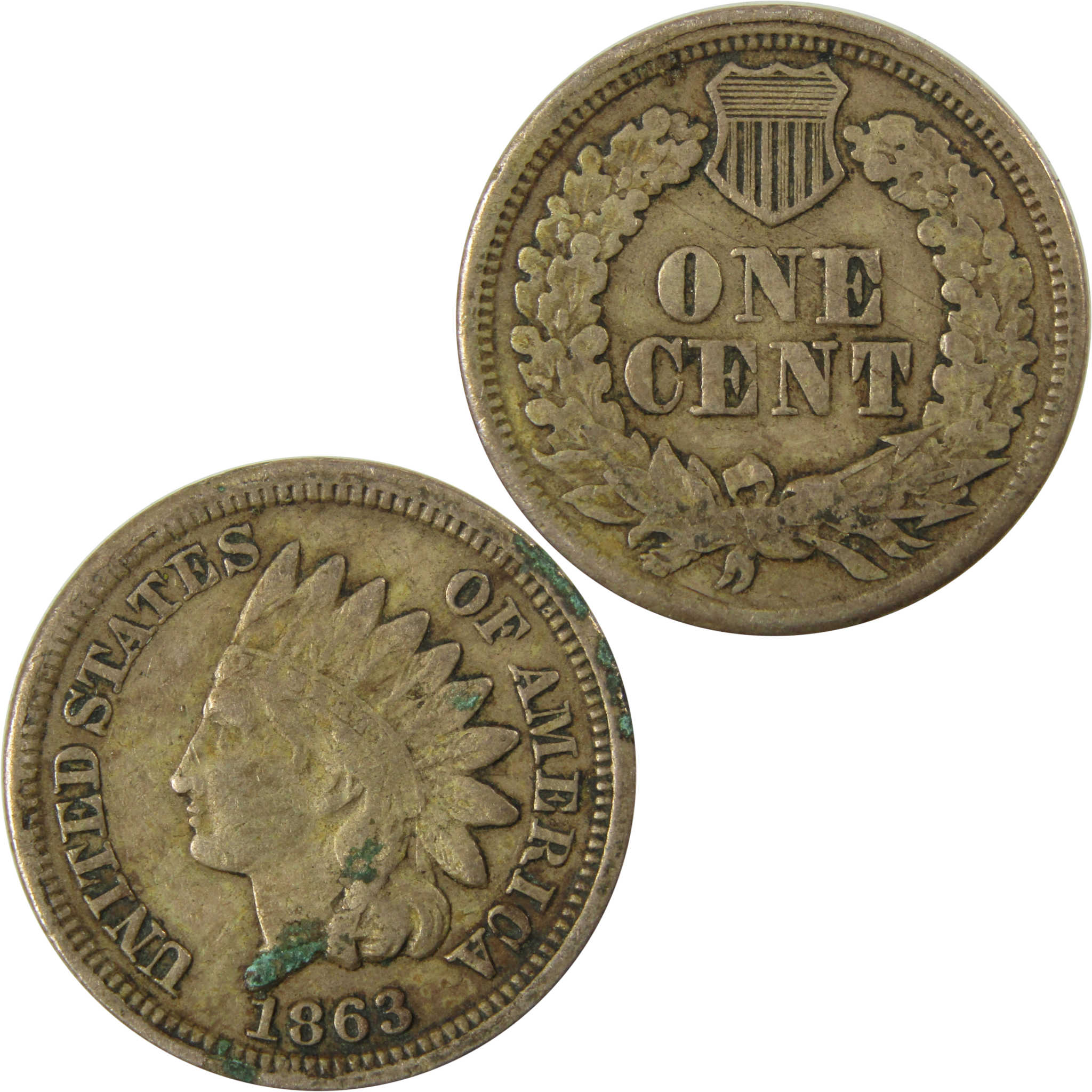 1863 Indian Head Cent F Fine Details Penny 1c Coin SKU:CP1196