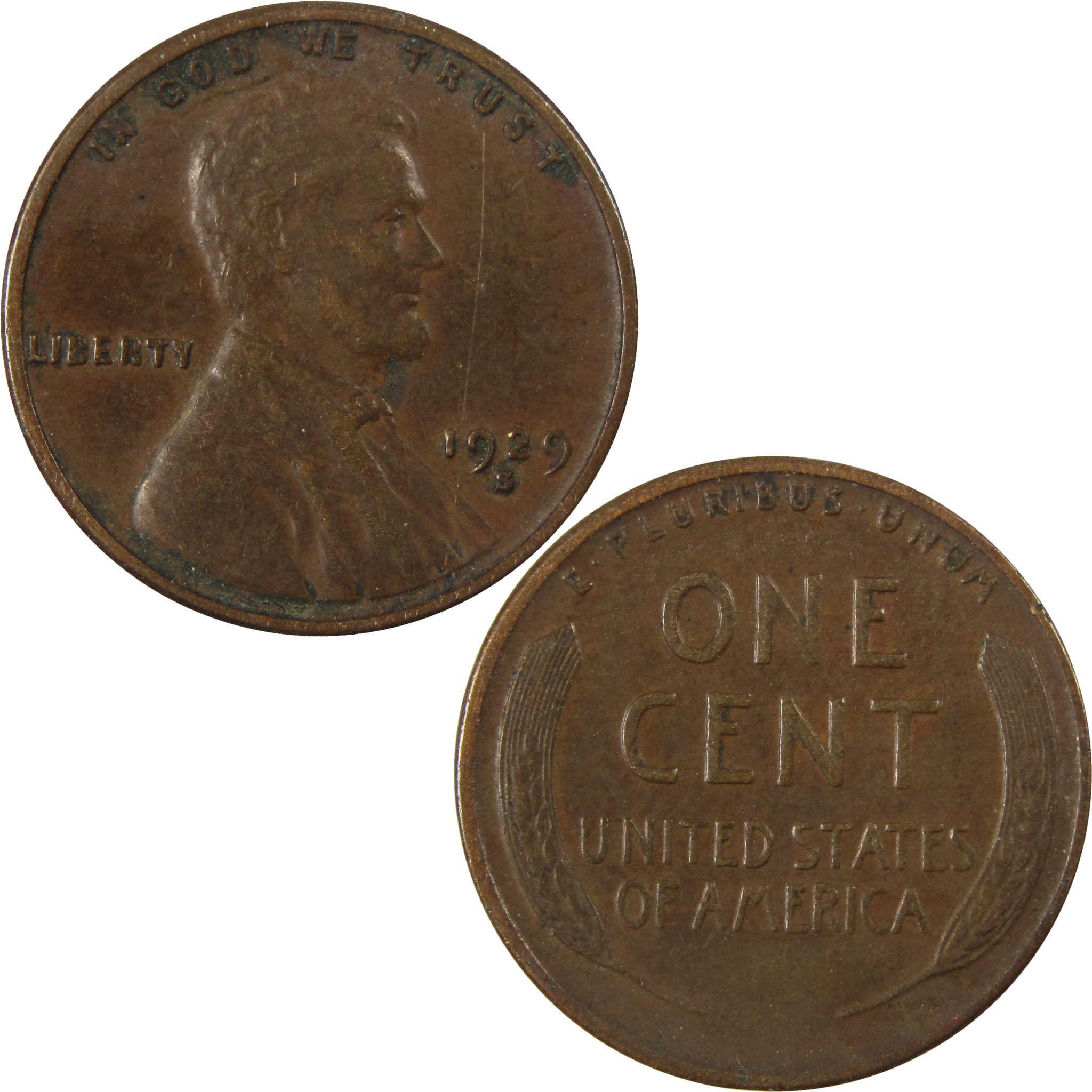 1929 S Lincoln Wheat Cent VF Very Fine Penny 1c Coin SKU:I27207