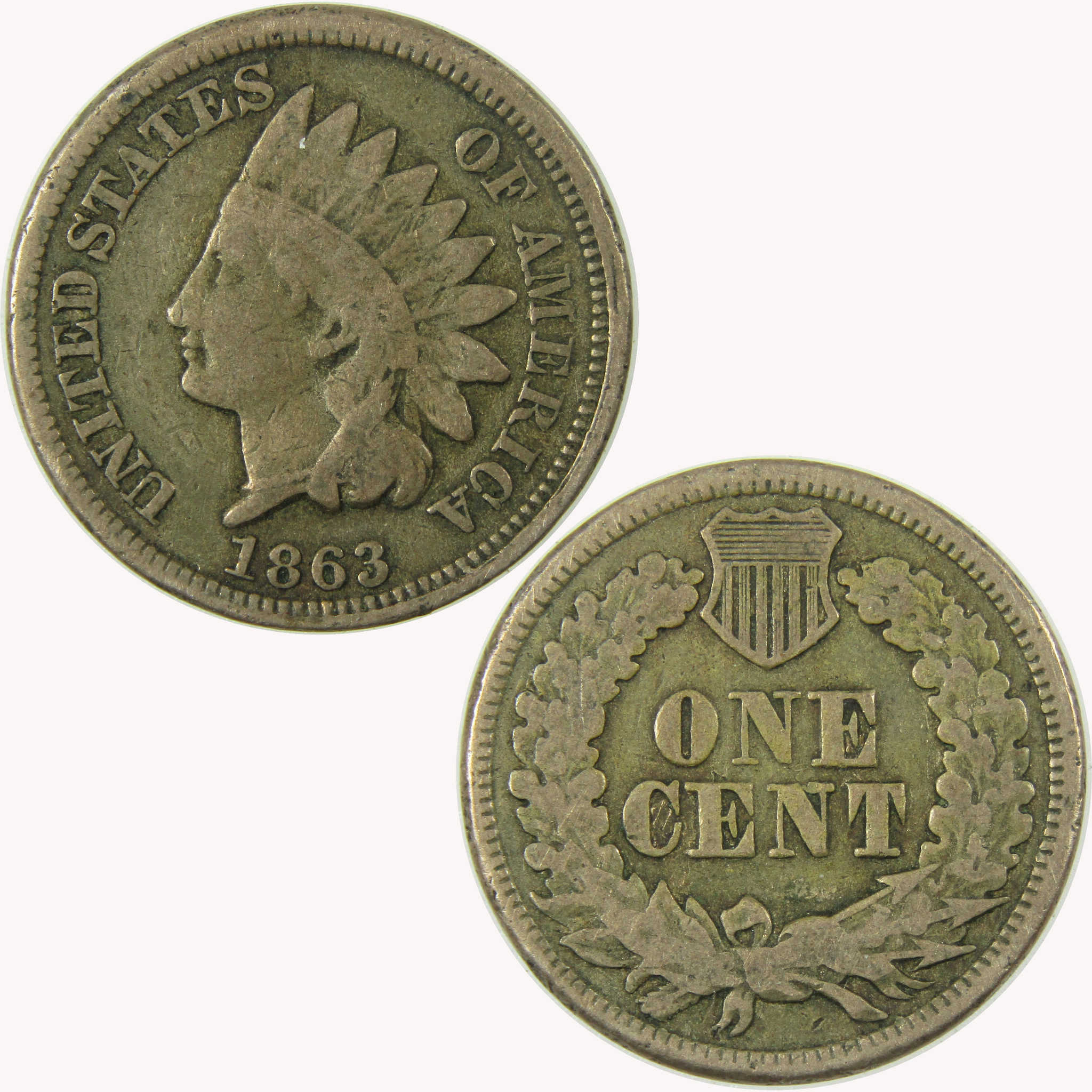 1863 Indian Head Cent G Good Penny 1c Coin SKU:CP1077