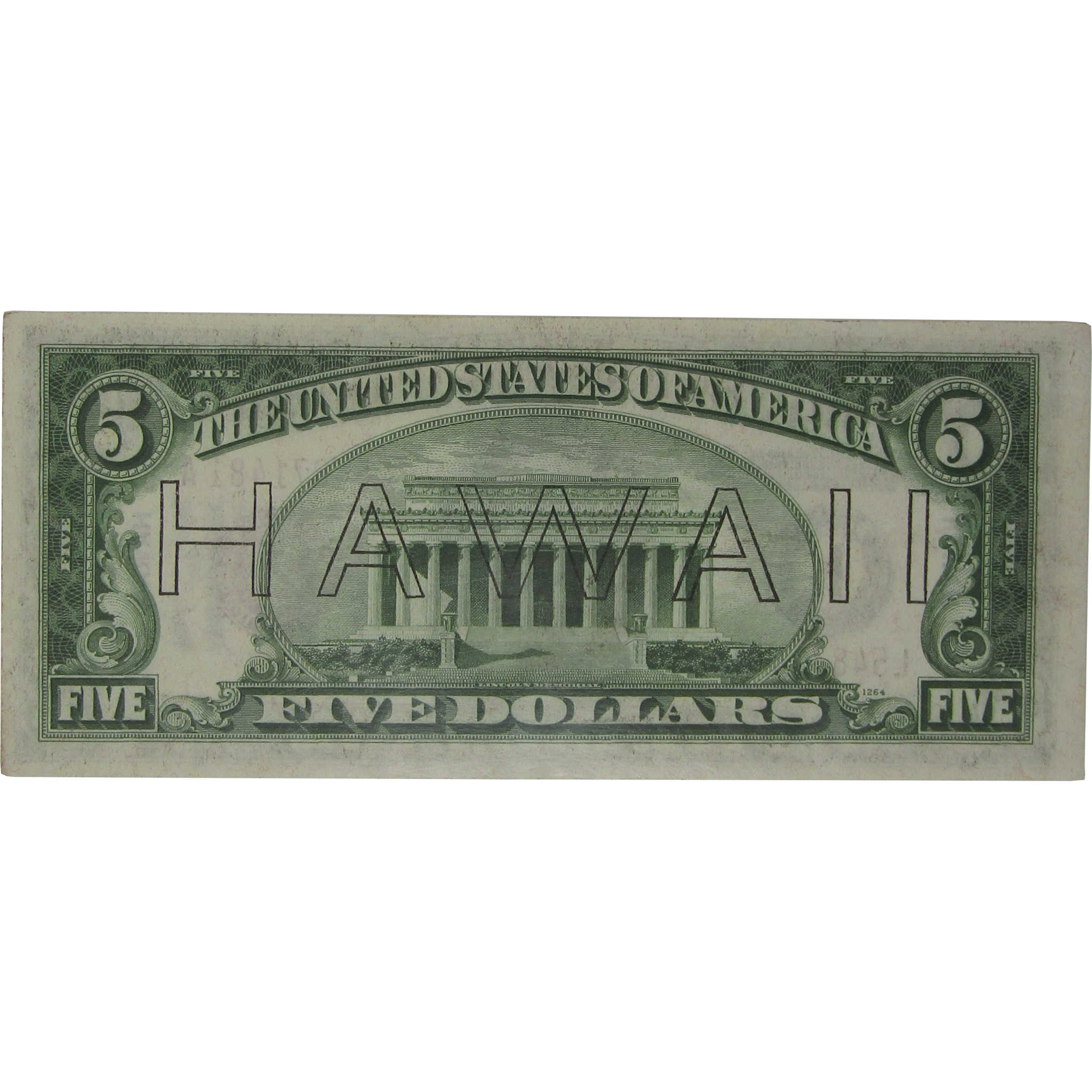 1934 A $5 Federal Reserve Note Hawaii WWII Fr 2302 Unc 63 EPQ PMG
