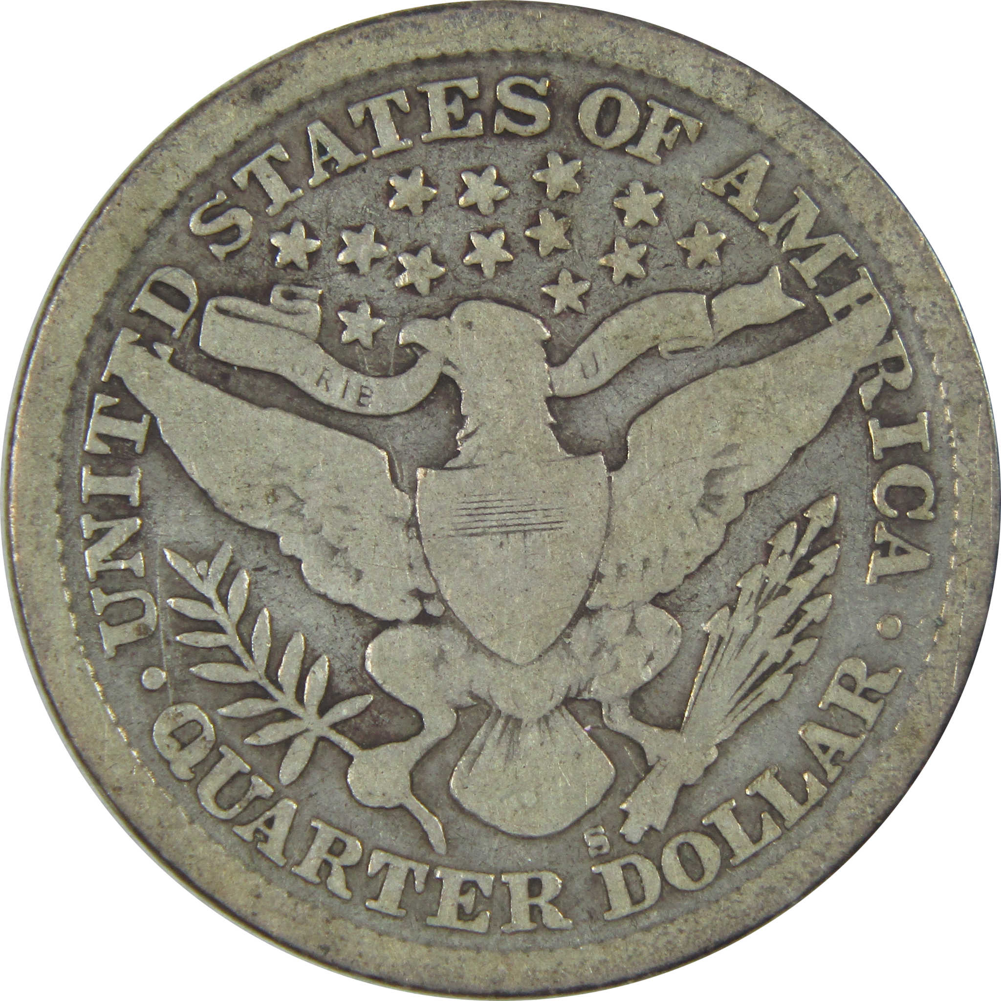 1897 S Barber Quarter G Good Silver 25c Coin SKU:I16553