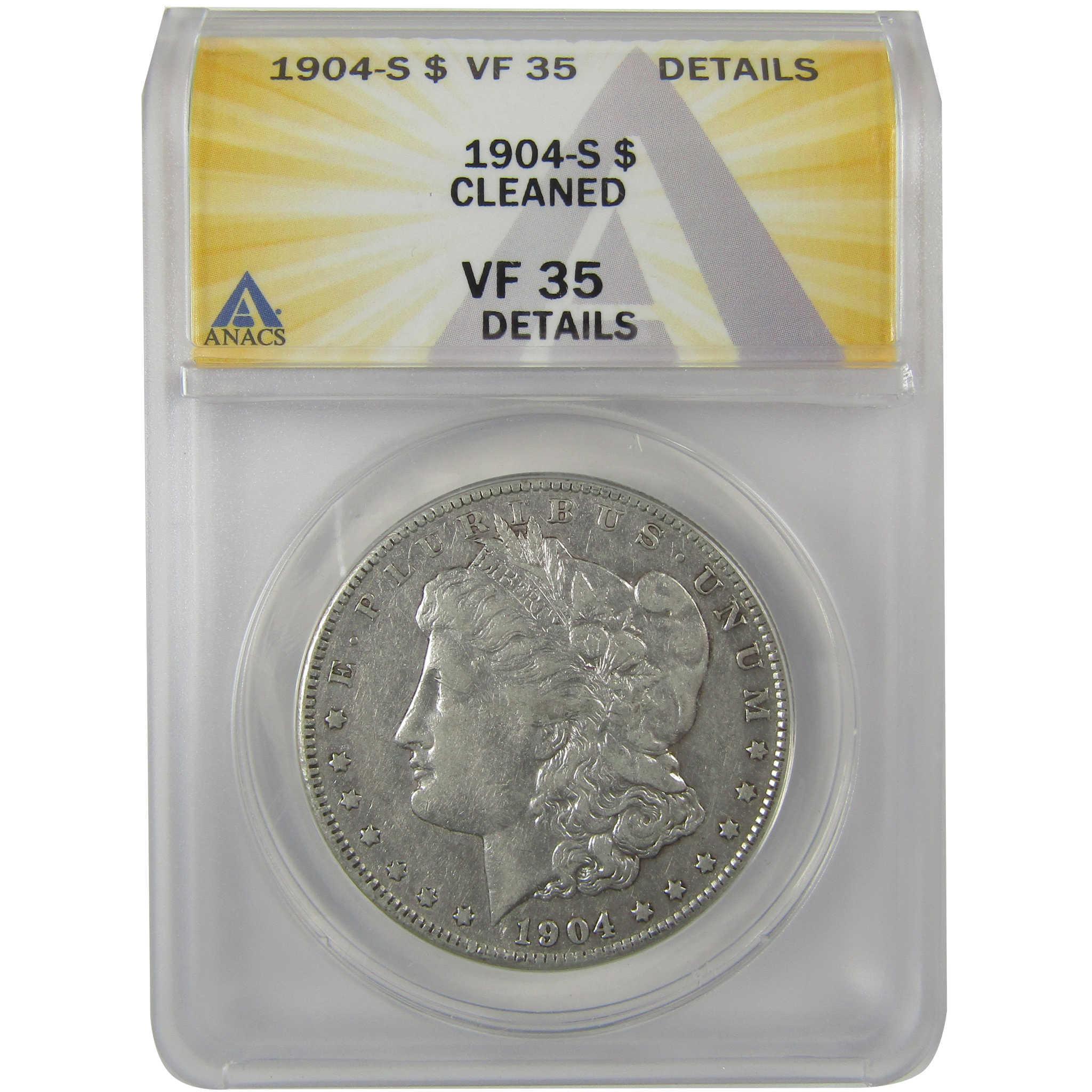 1904 S Morgan Dollar VF 35 Details ANACS Silver $1 Coin SKU:I21174 - Morgan coin - Morgan silver dollar - Morgan silver dollar for sale - Profile Coins & Collectibles