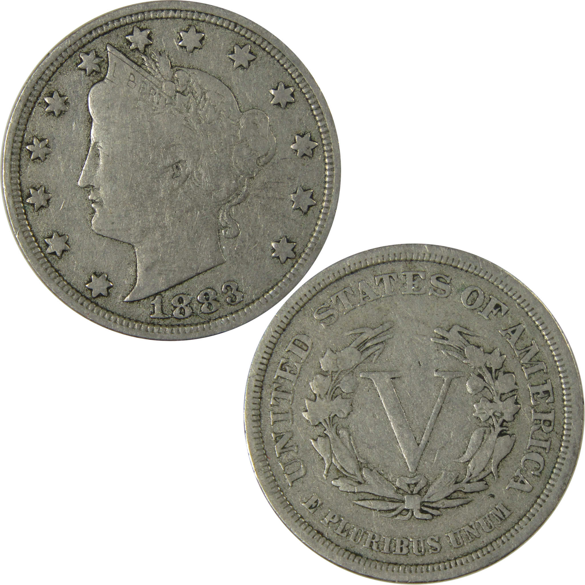 1883 No Cents Liberty Head V Nickel F Fine 5c Coin SKU:I26516