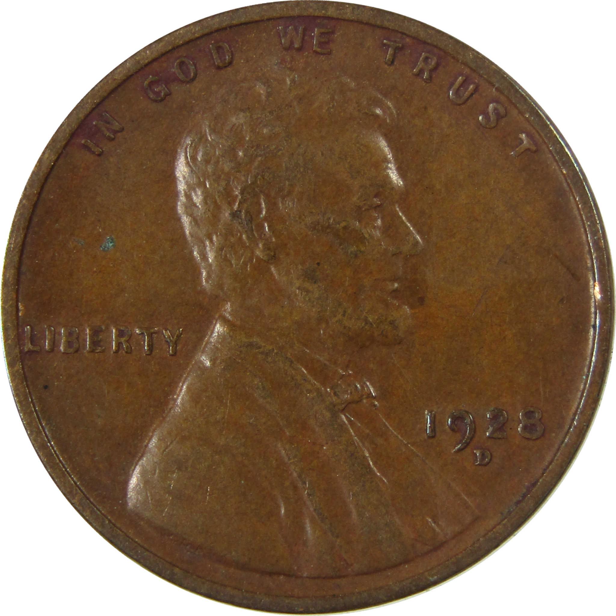 1928 D Lincoln Wheat Cent VF Very Fine Penny 1c Coin SKU:I27612