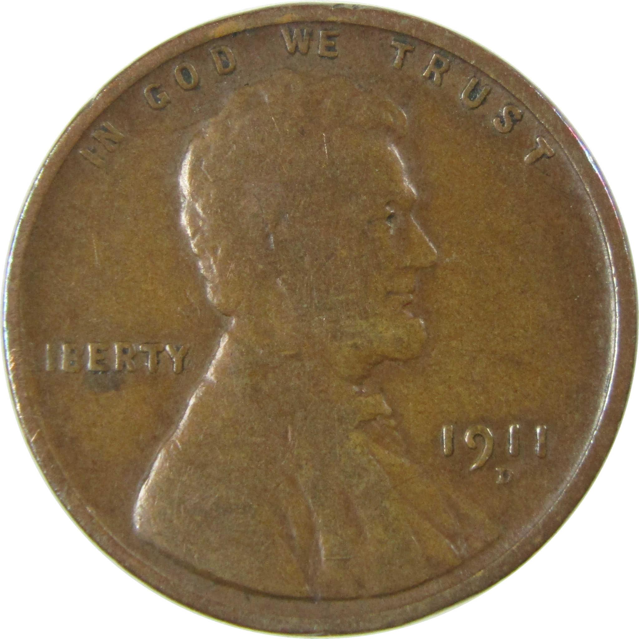 1911 D Lincoln Wheat Cent F Fine Penny 1c Coin SKU:I26231