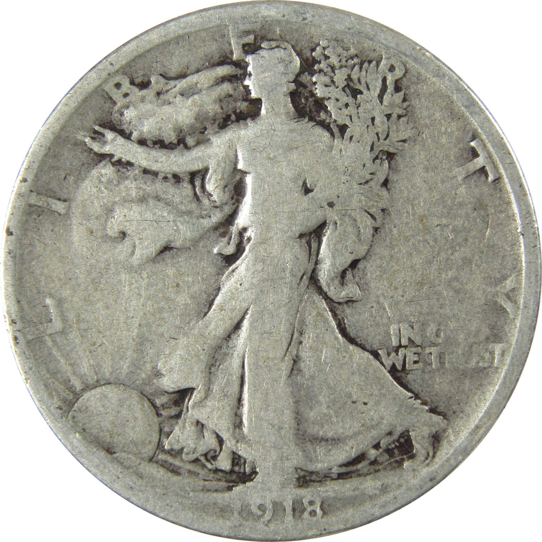 1918 S Liberty Walking Silver Half Dollar G Good 50c Coin SKU:CP519