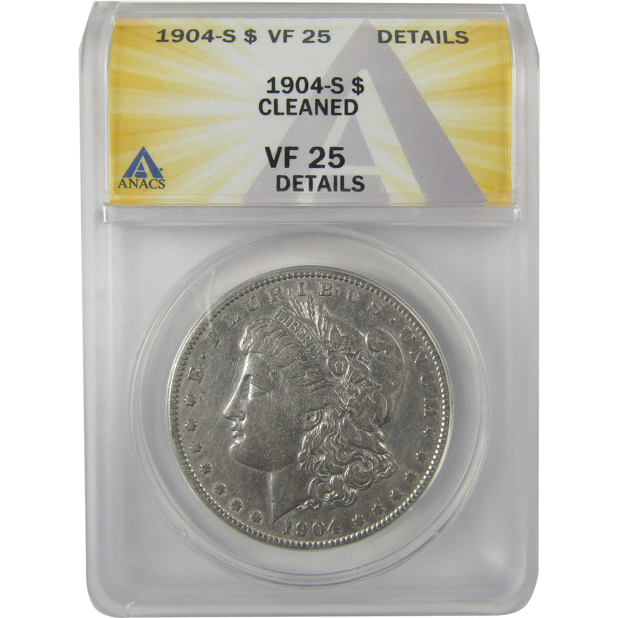 1904 S Morgan Dollar VF 25 Details ANACS Silver $1 Coin SKU:I21130 - Morgan coin - Morgan silver dollar - Morgan silver dollar for sale - Profile Coins & Collectibles