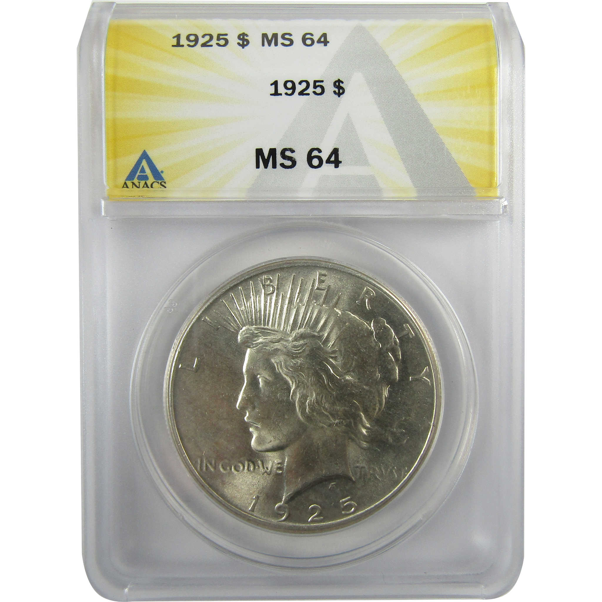 1925 Peace Silver Dollar MS 64 ANACS Uncirculated $1 CoinSKU:I28075