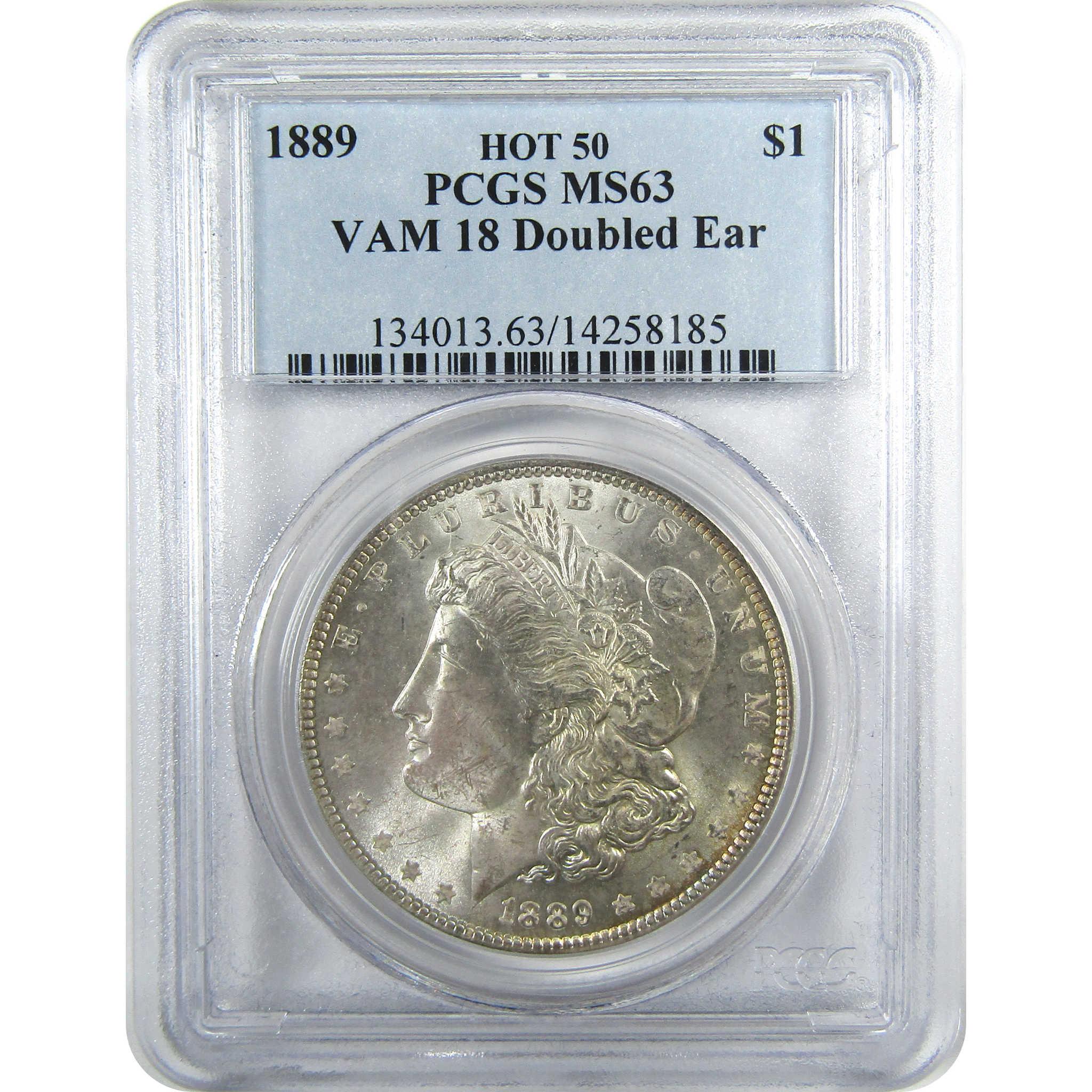 1889 VAM-18 Doubled Ear Hot 50 Morgan Silver $1 MS 63 PCGS SKU:CP1043 - Morgan coin - Morgan silver dollar - Morgan silver dollar for sale - Profile Coins & Collectibles