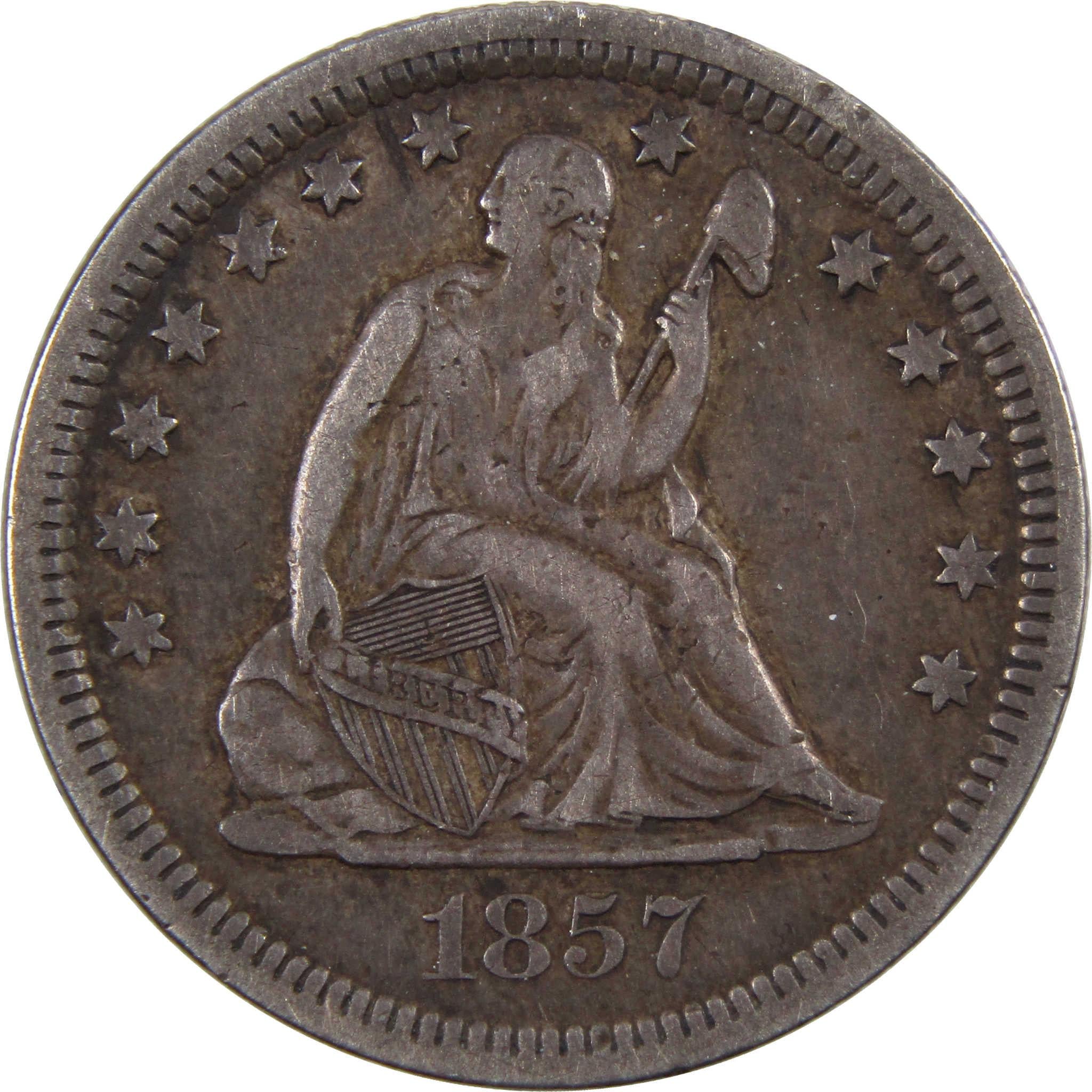 1857 Seated Liberty Quarter XF EF Extremely Fine 90% Silver SKU:I3386