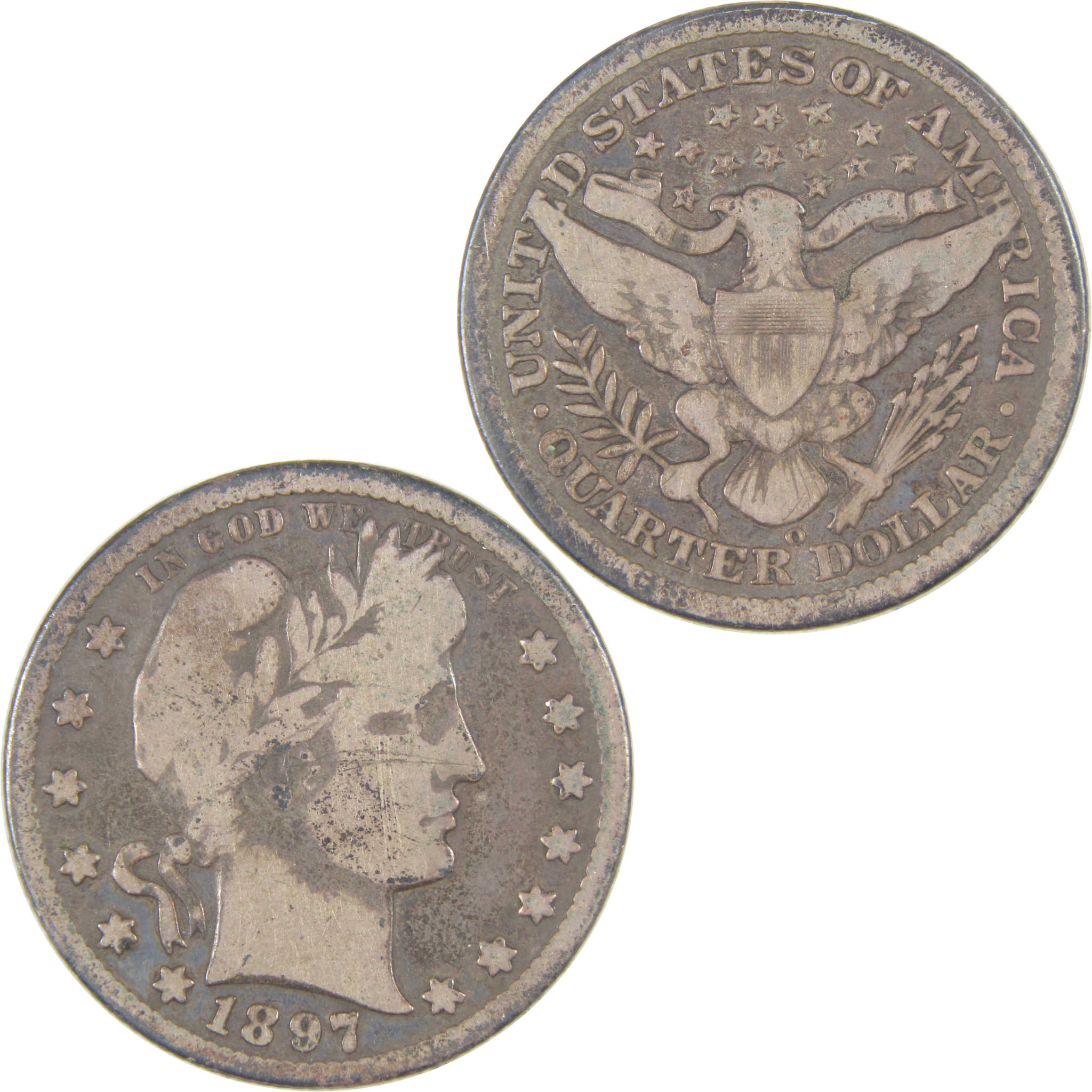 1897 O Barber Quarter VG Very Good Silver 25c Coin SKU:I16842