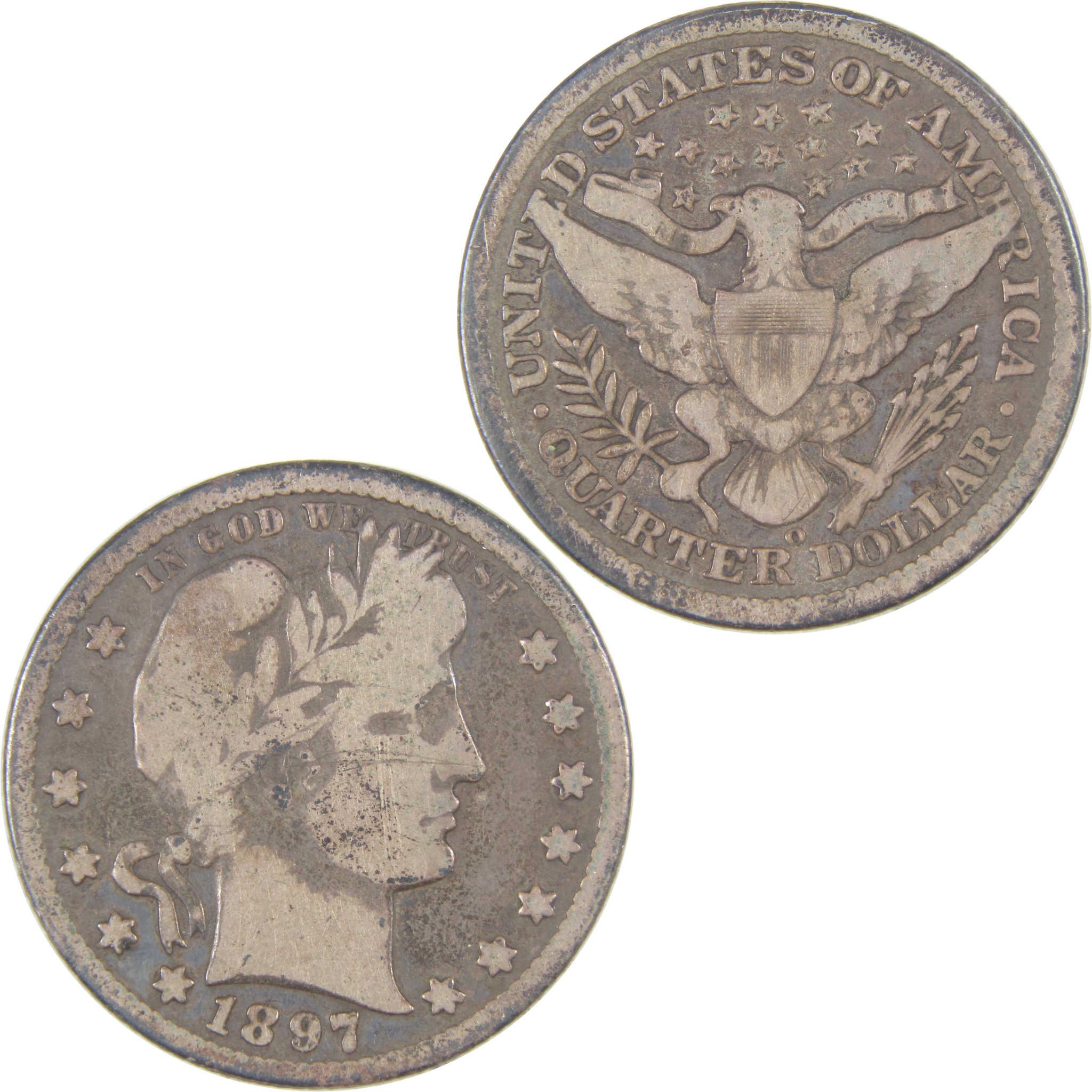 1897 O Barber Quarter VG Very Good Silver 25c Coin SKU:I16842