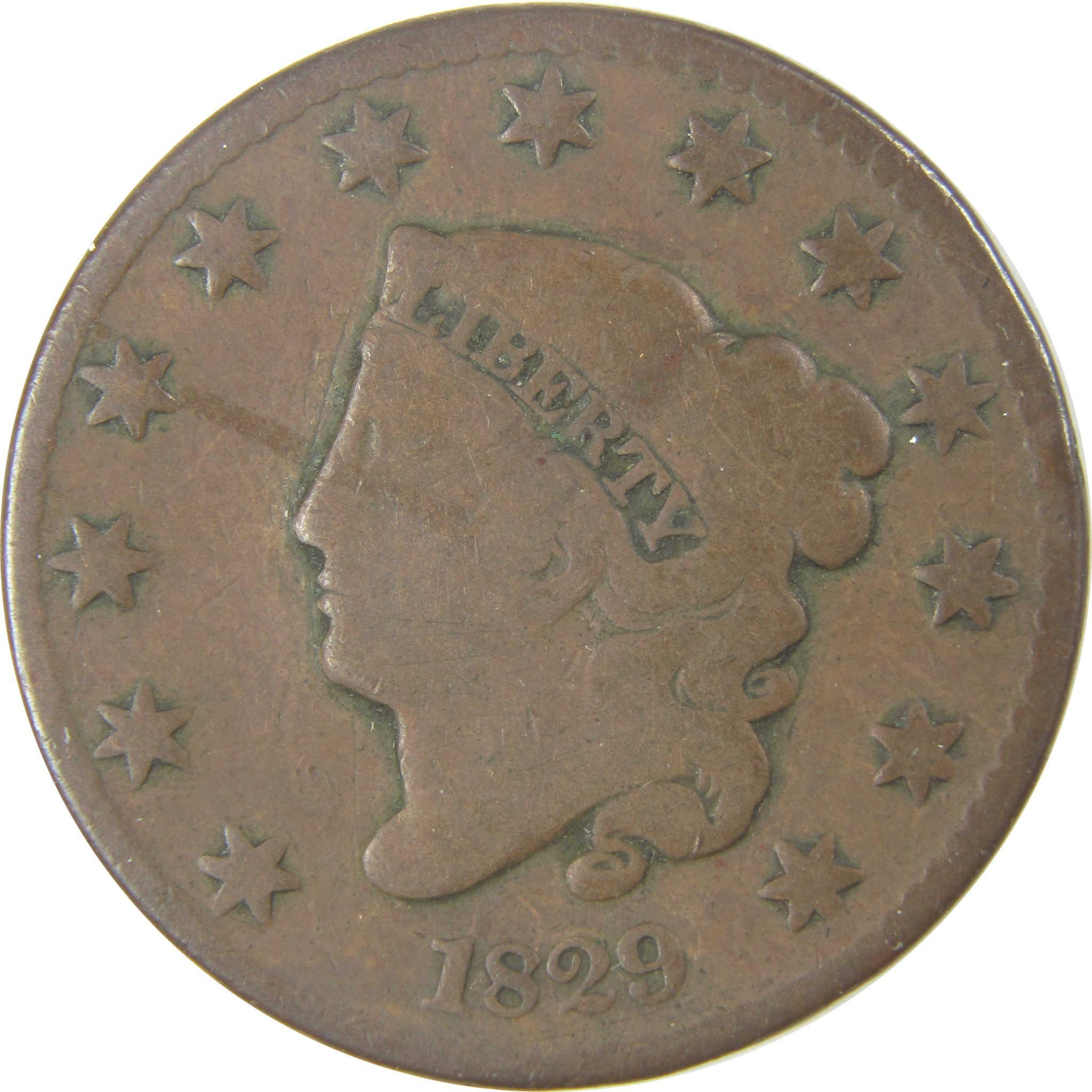 1829 Large Letters Coronet Head Large Cent VG Very Good SKU:I19286