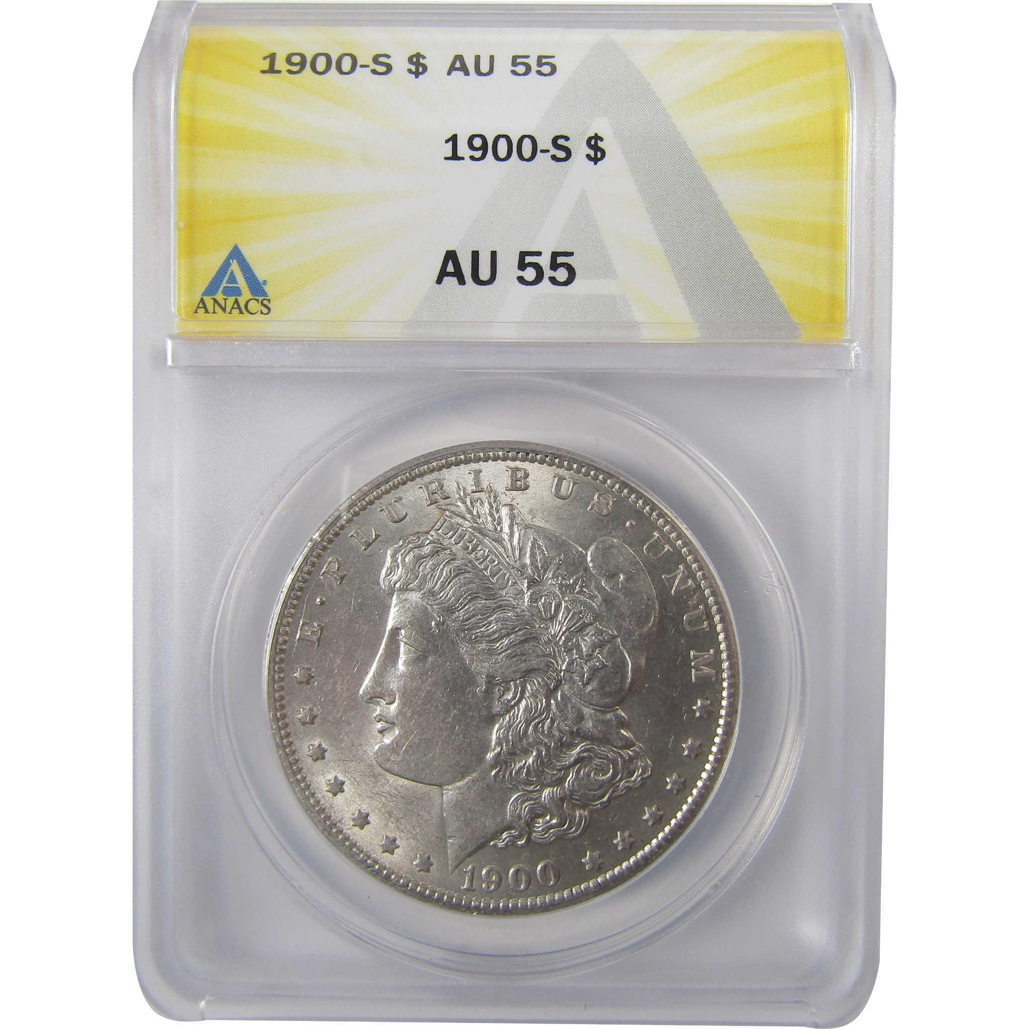 1900 S Morgan Silver Dollar AU 55 ANACS $1 Coin SKU:I25669 - Morgan coin - Morgan silver dollar - Morgan silver dollar for sale - Profile Coins & Collectibles