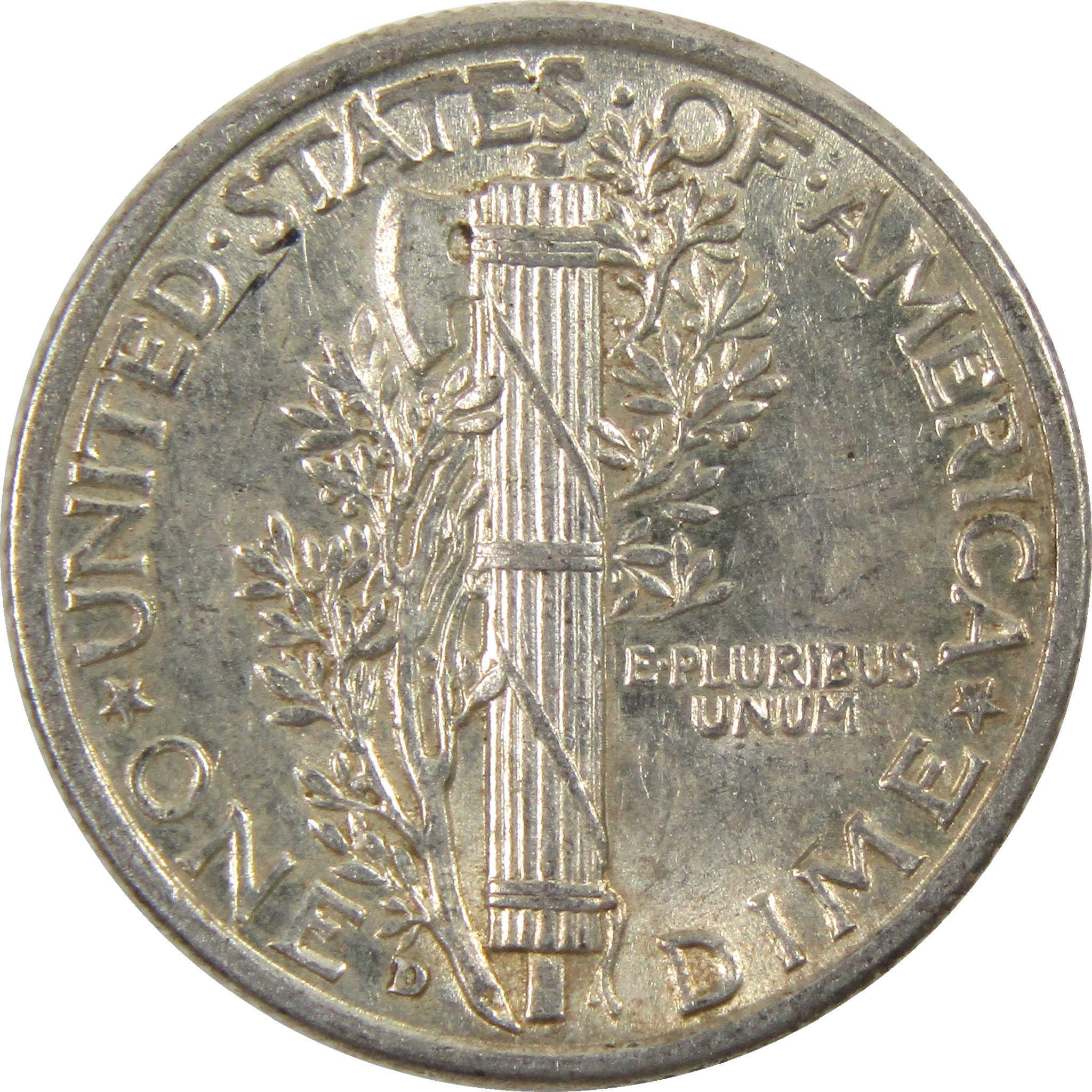 1943 D Mercury Dime AU About Uncirculated Silver 10c Coin