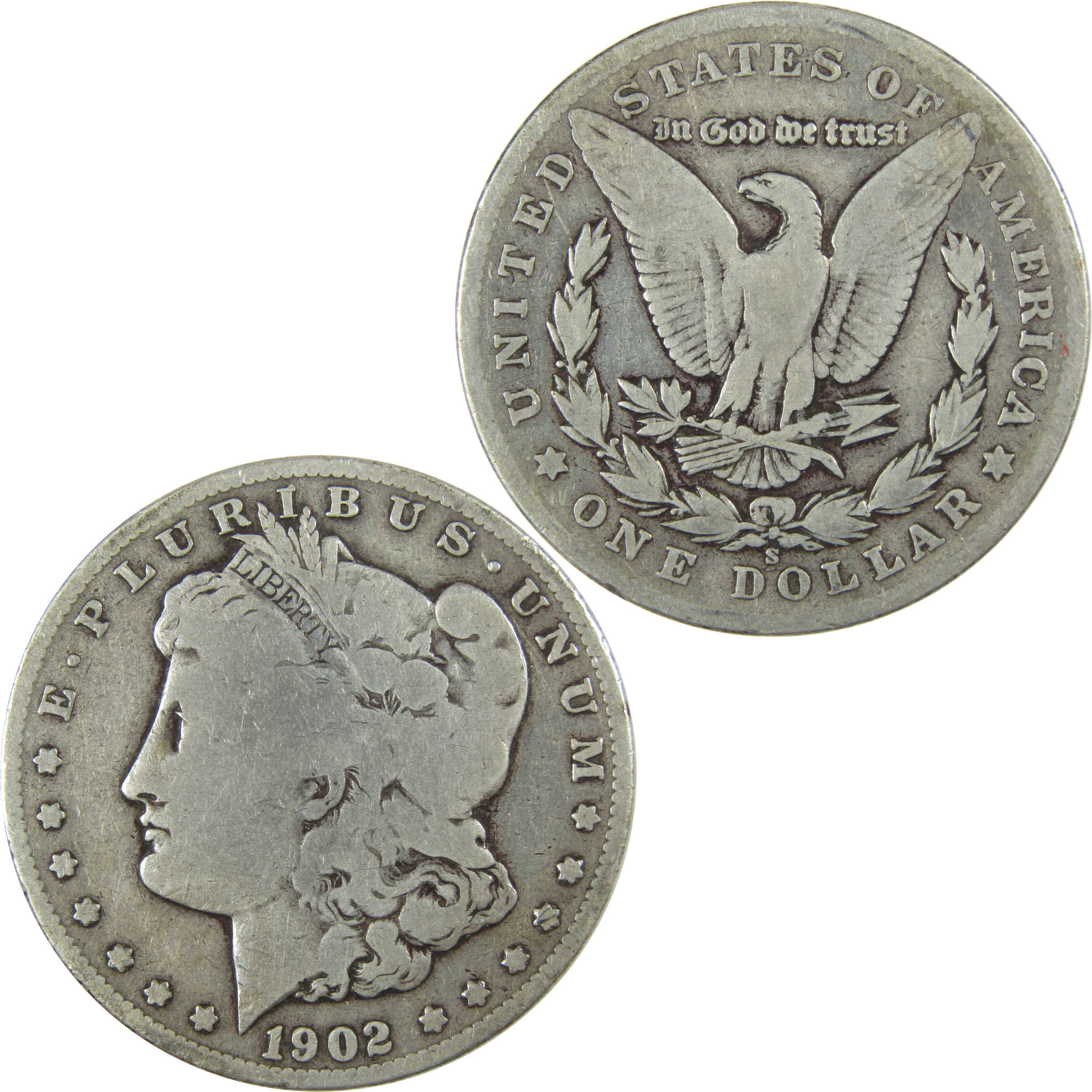 1902 S Morgan Silver Dollar VG Very Good Details $1 Coin SKU:I26604