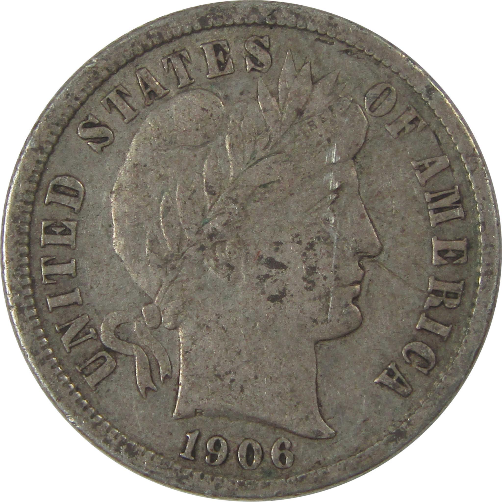 1906 Barber Dime XF EF Extremely Fine Silver 10c Coin SKU:I21116