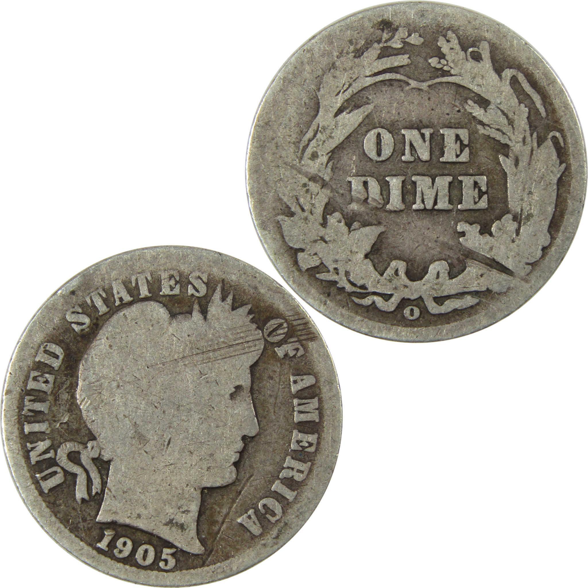 1905 O Micro O Barber Silver Dime AG About Good Details SKU:I26622