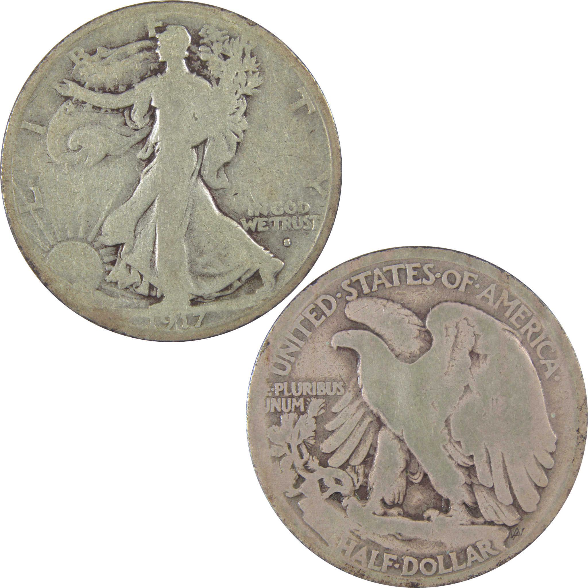 1917 S Obverse Liberty Walking Half Dollar G Good Silver SKU:I23730