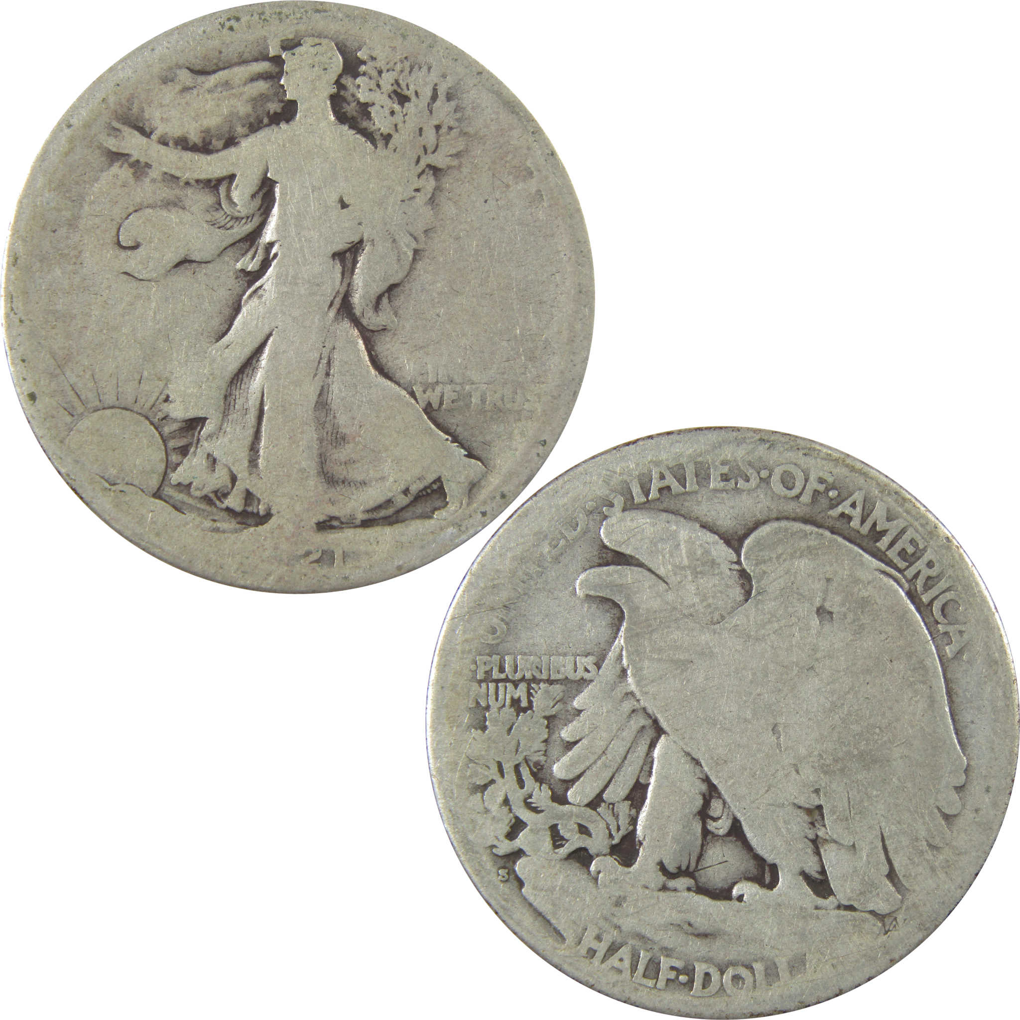 1921 S Liberty Walking Silver Half Dollar AG About Good SKU:I24106