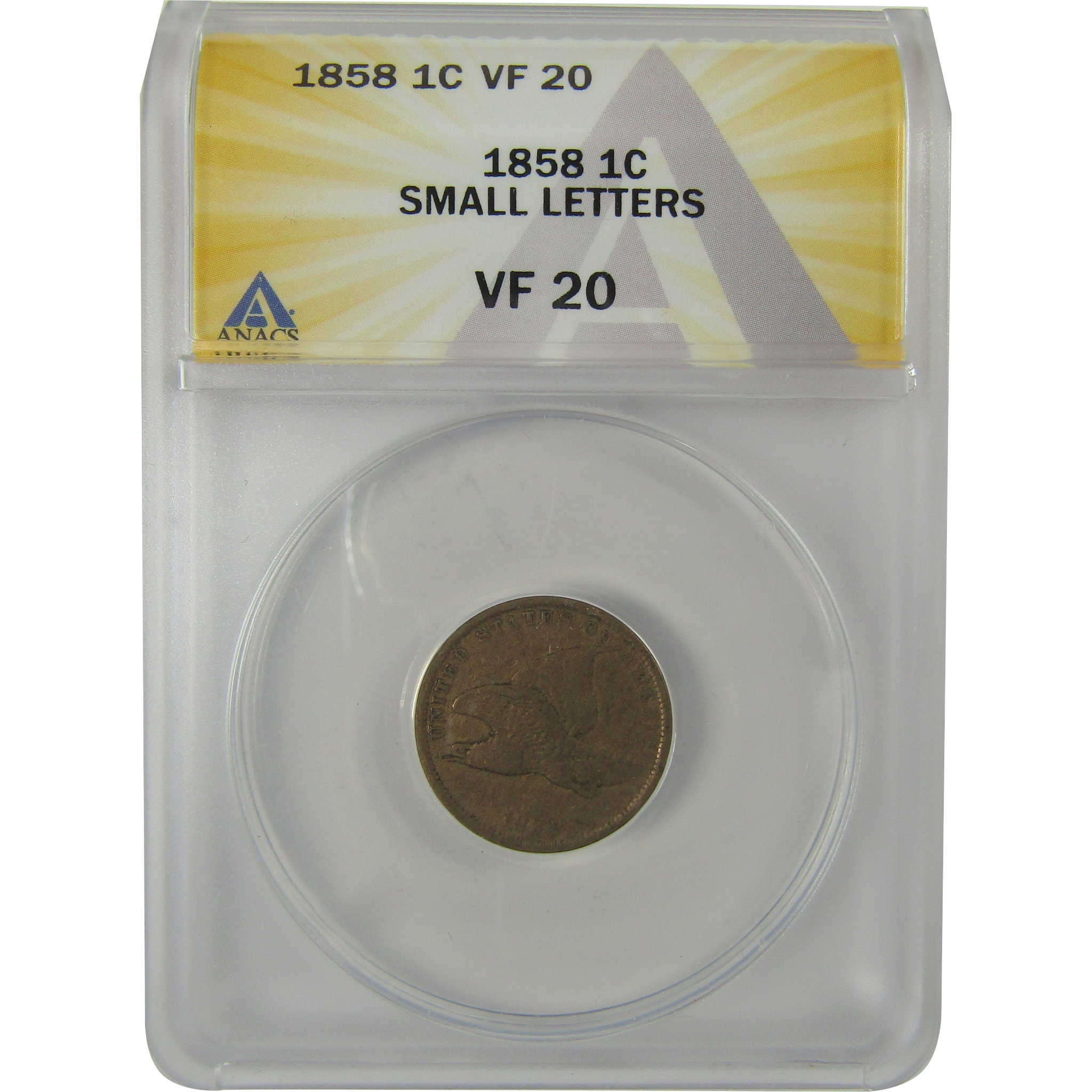 1858 Small Letters Flying Eagle Cent VF 20 ANACS Penny SKU:I20773