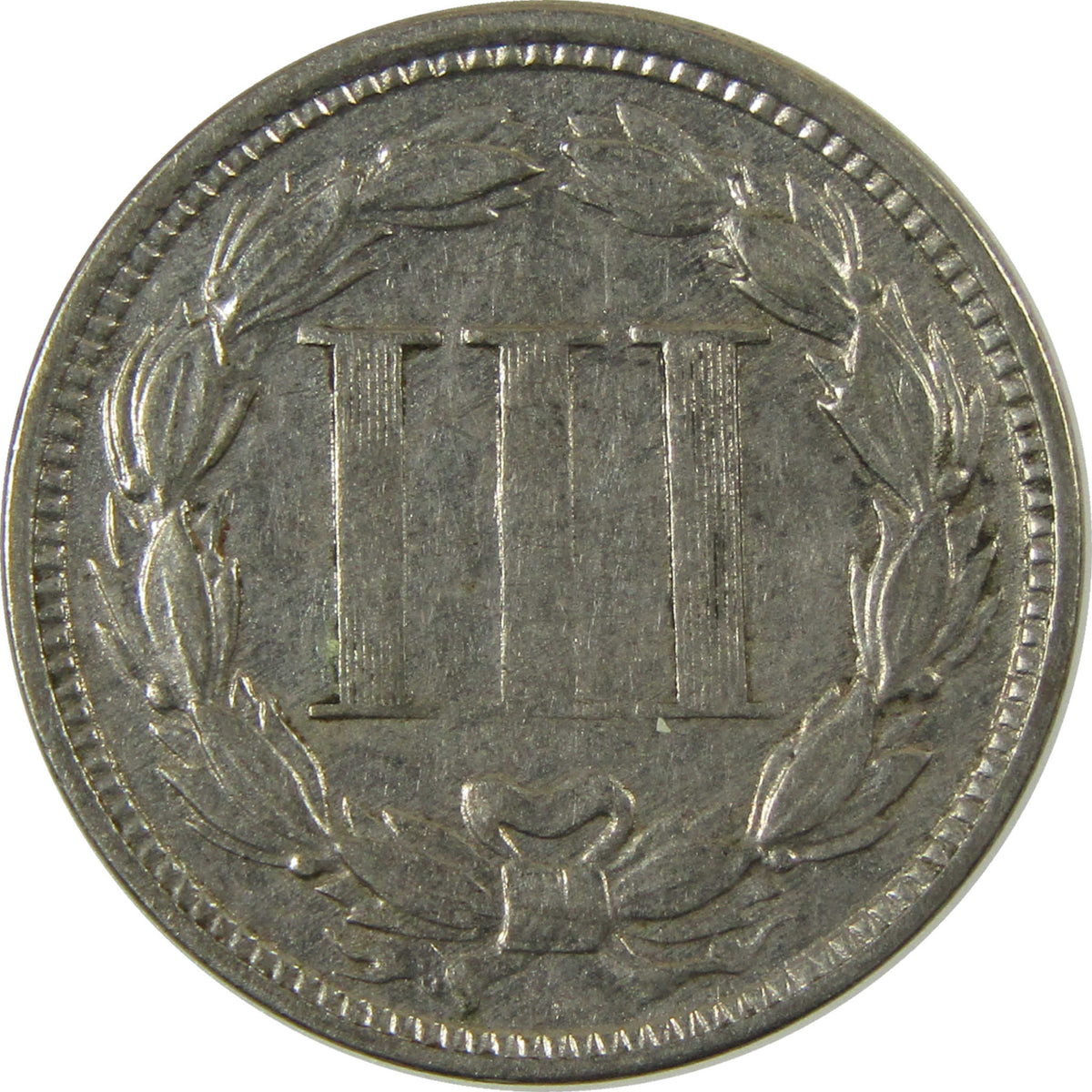 1865 Nickel Three Cent Piece XF EF Extremely Fine 3c Coin SKU:I28509
