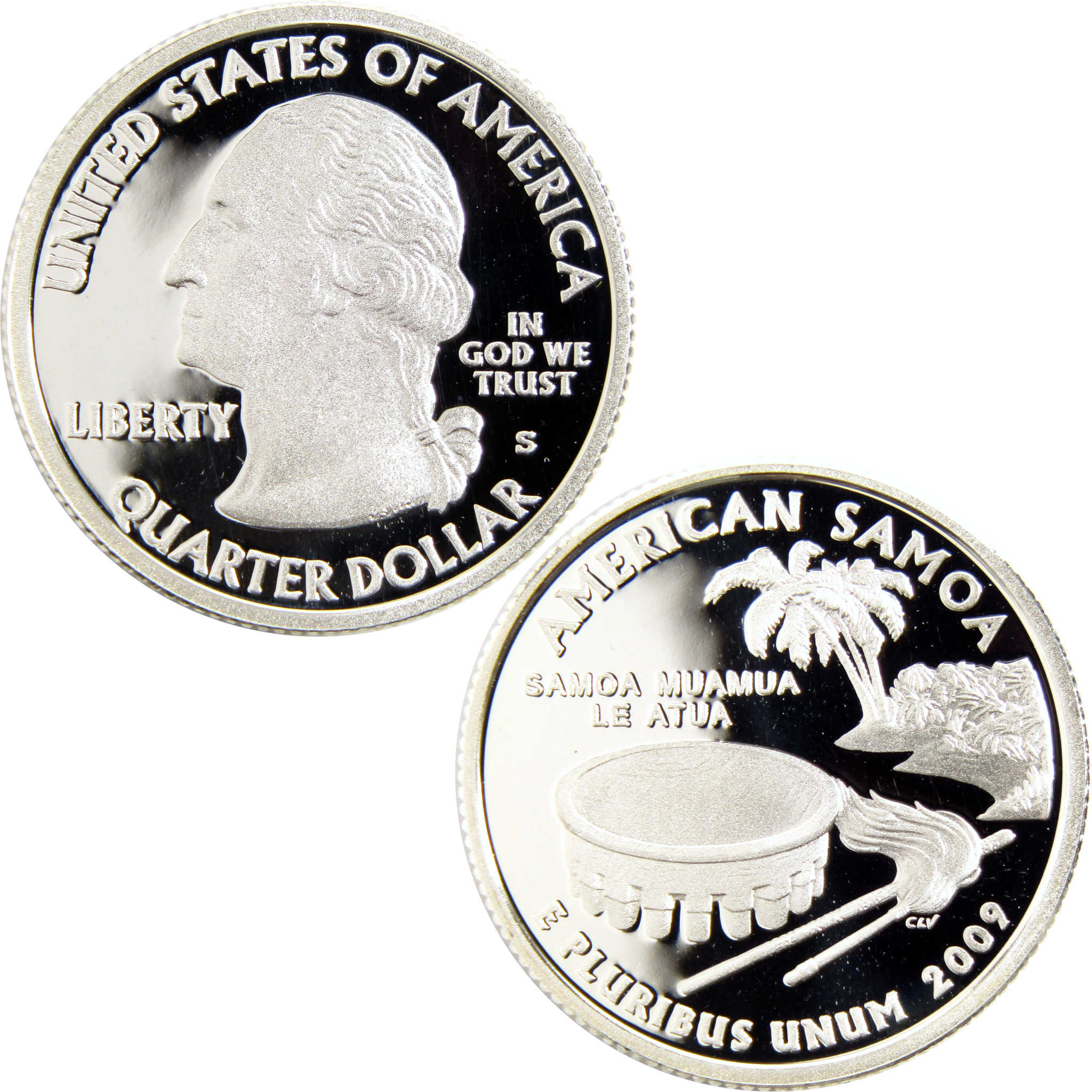 2009 S American Samoa DC & US Territories Quarter Silver Proof 25c