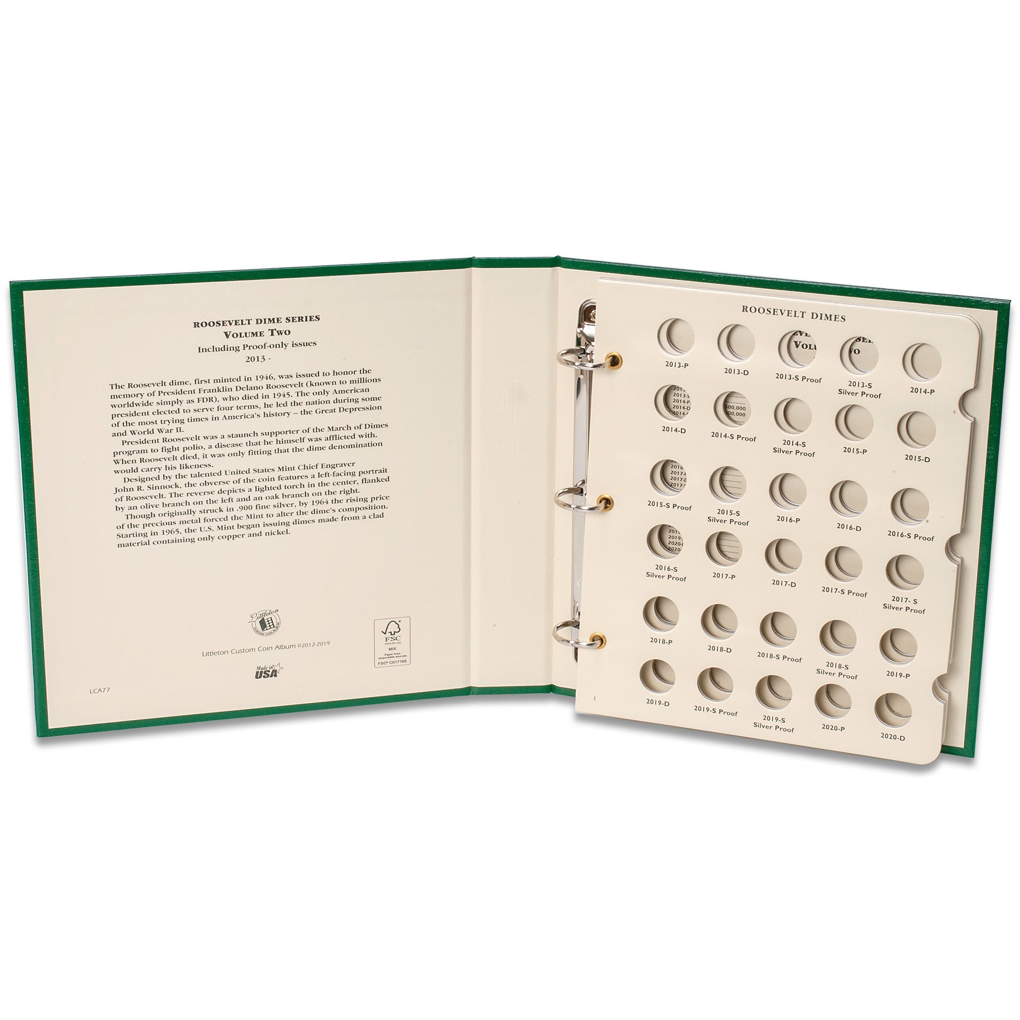 2013-Date Roosevelt Dime Coin Album Littleton Coin Company