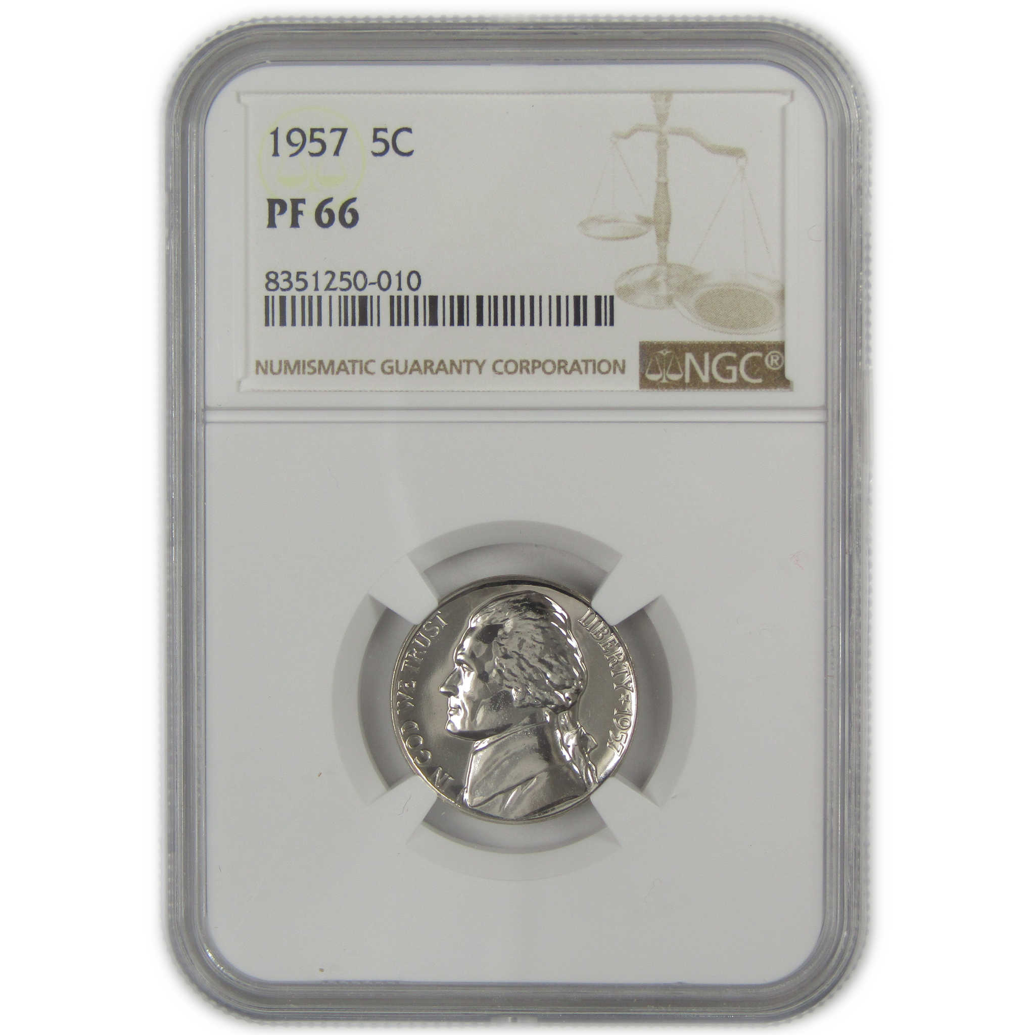 1957 Jefferson Nickel PF 66 NGC Proof 5c Coin SKU:I20641