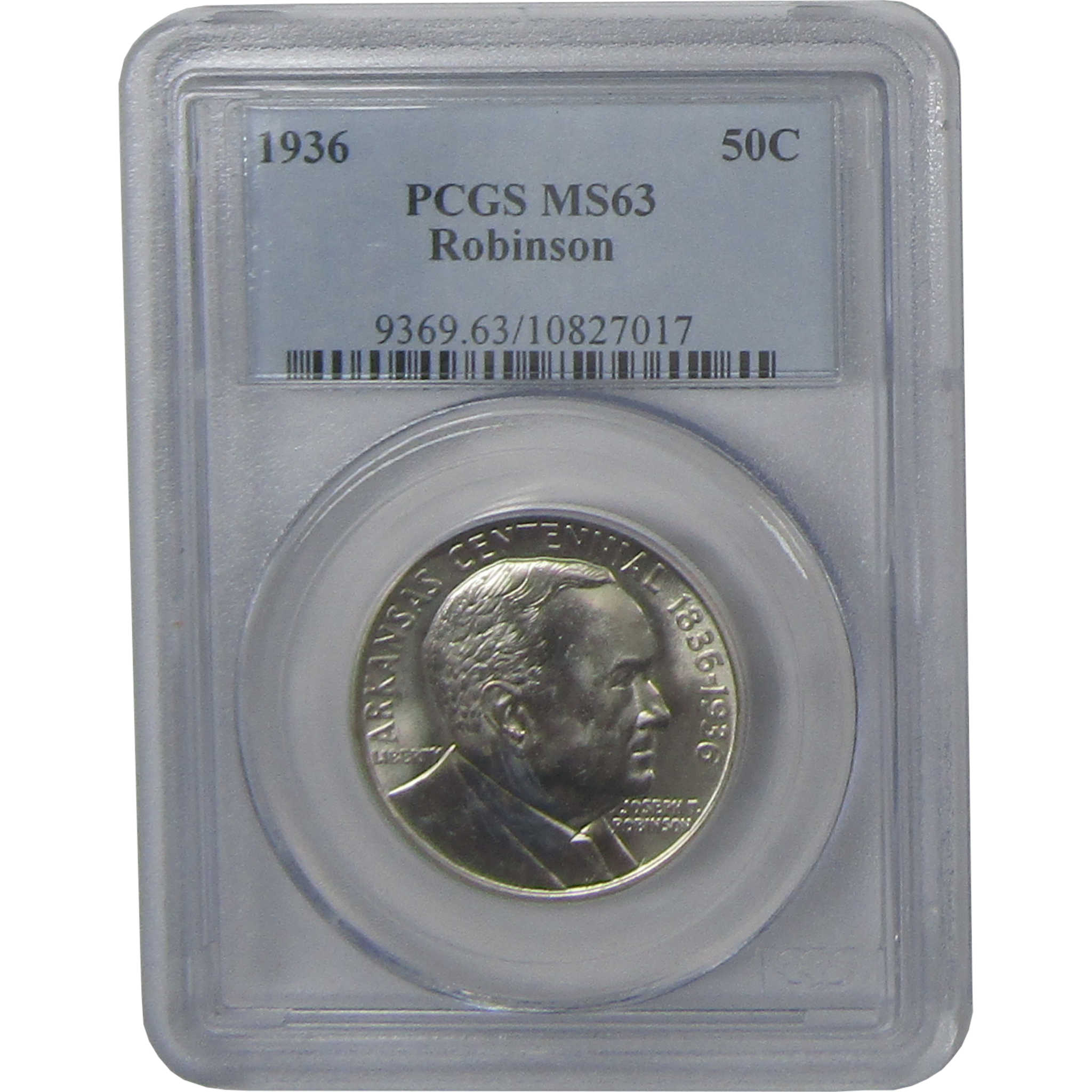 1936 Arkansas Robinson Commemorative Silver Half Dollar MS 63 PCGS