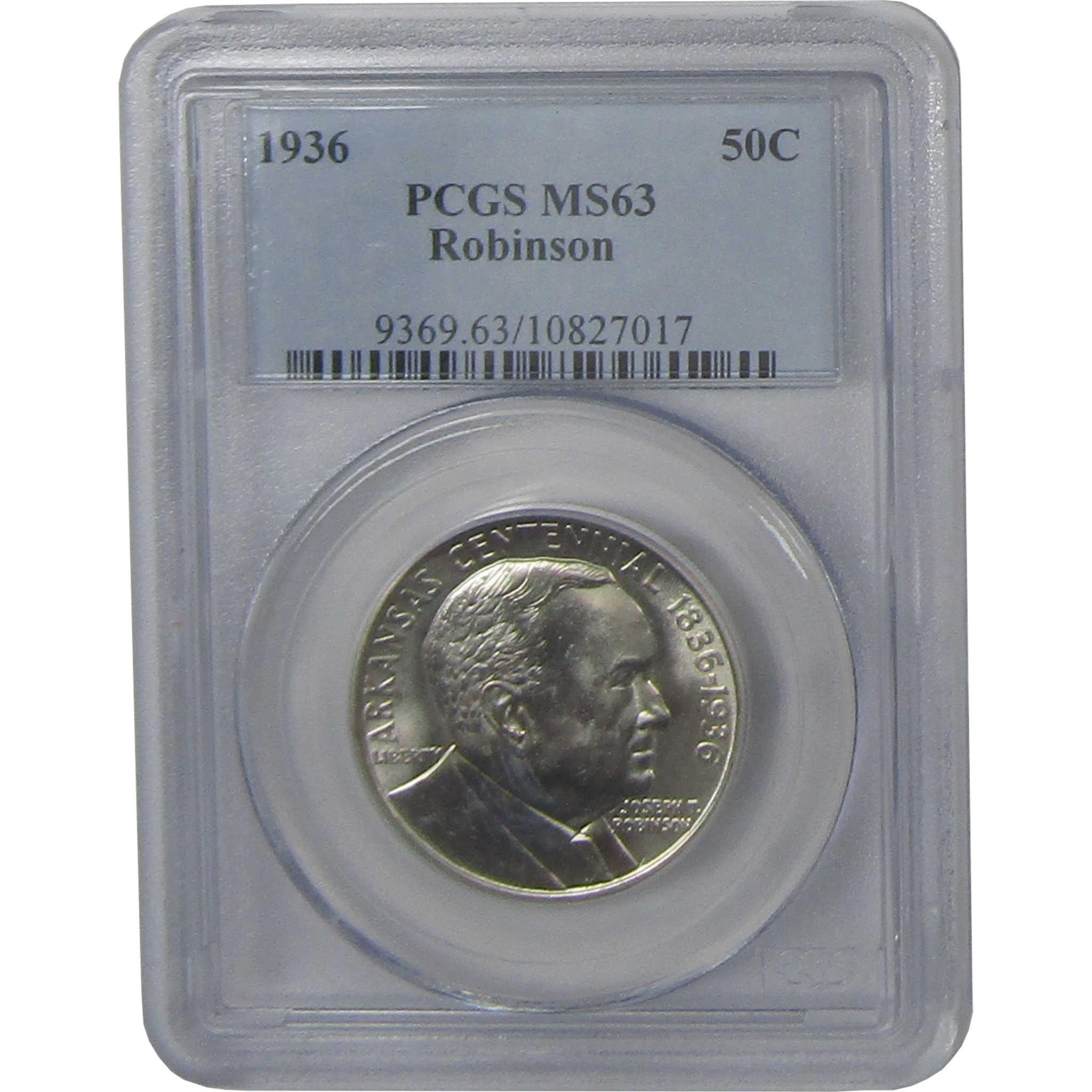 1936 Arkansas Robinson Commemorative Silver Half Dollar MS 63 PCGS