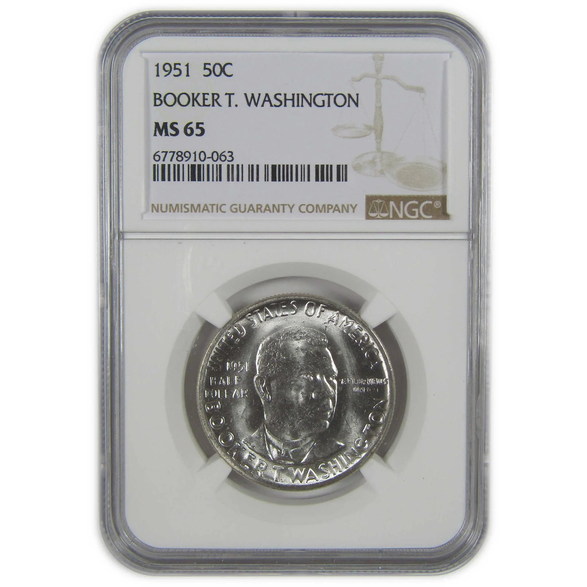 1951 Booker T Washington Commemorative Silver Half Dollar MS 65 NGC