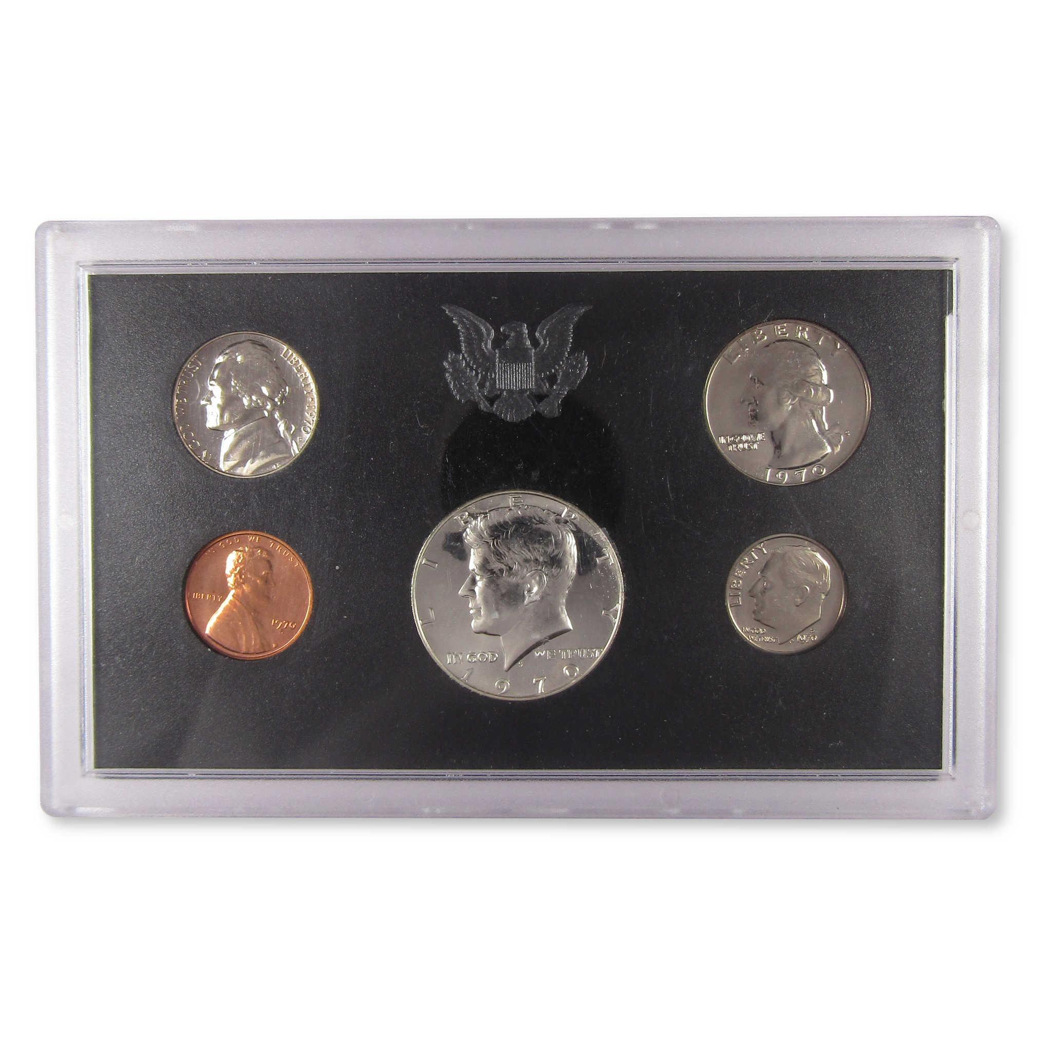 1971 US Mint Proof Set in display case, collectible coins including Kennedy half dollar