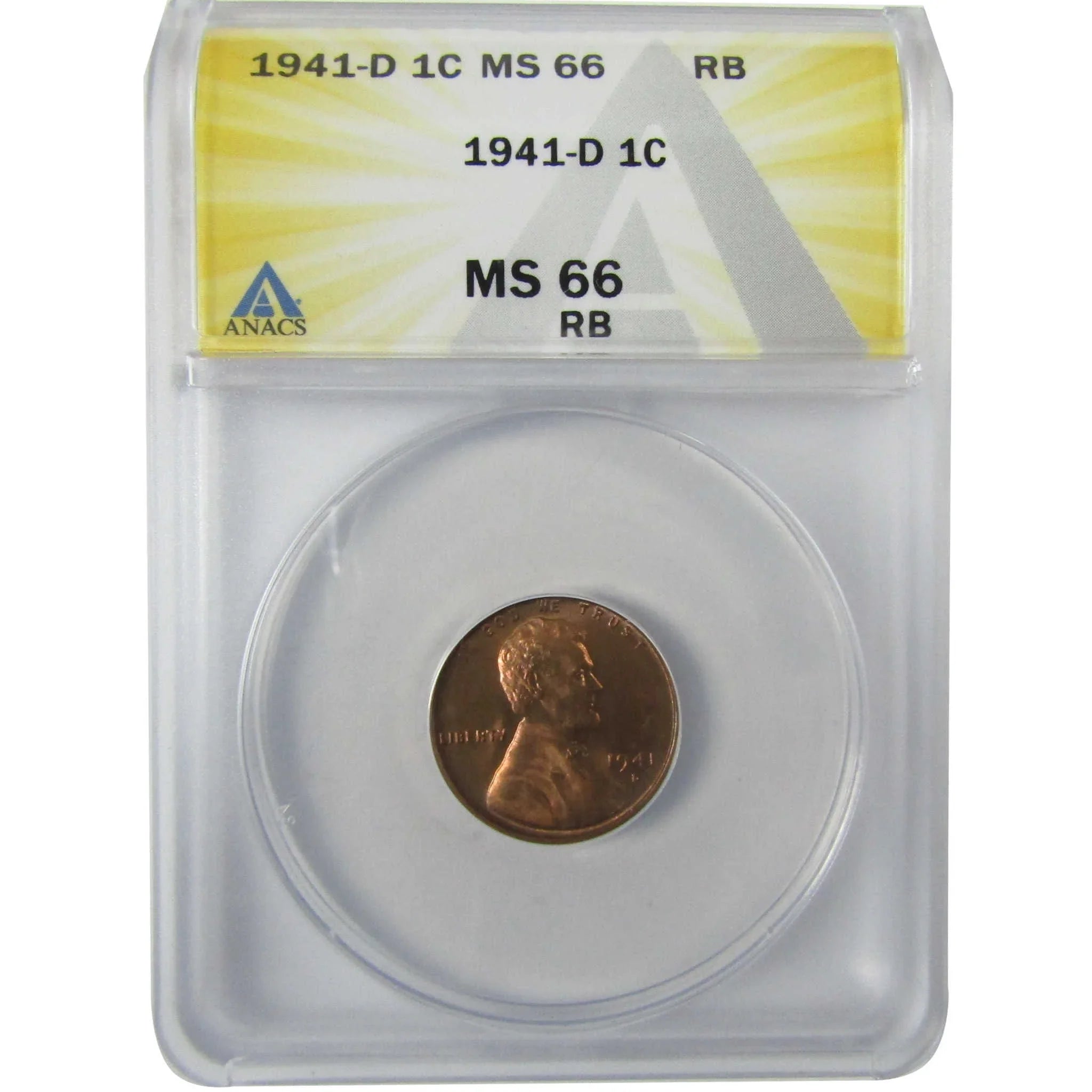 1941 D Lincoln Wheat Cent MS 66 RB ANACS Penny Uncirculated SKU:I27937