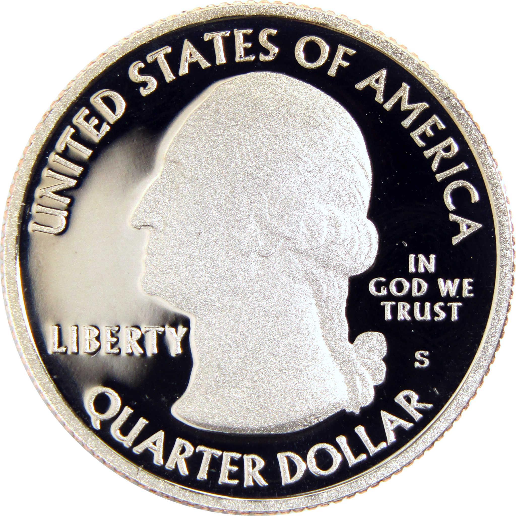 Proof US quarter dollar coin obverse, Washington profile, collectible coin