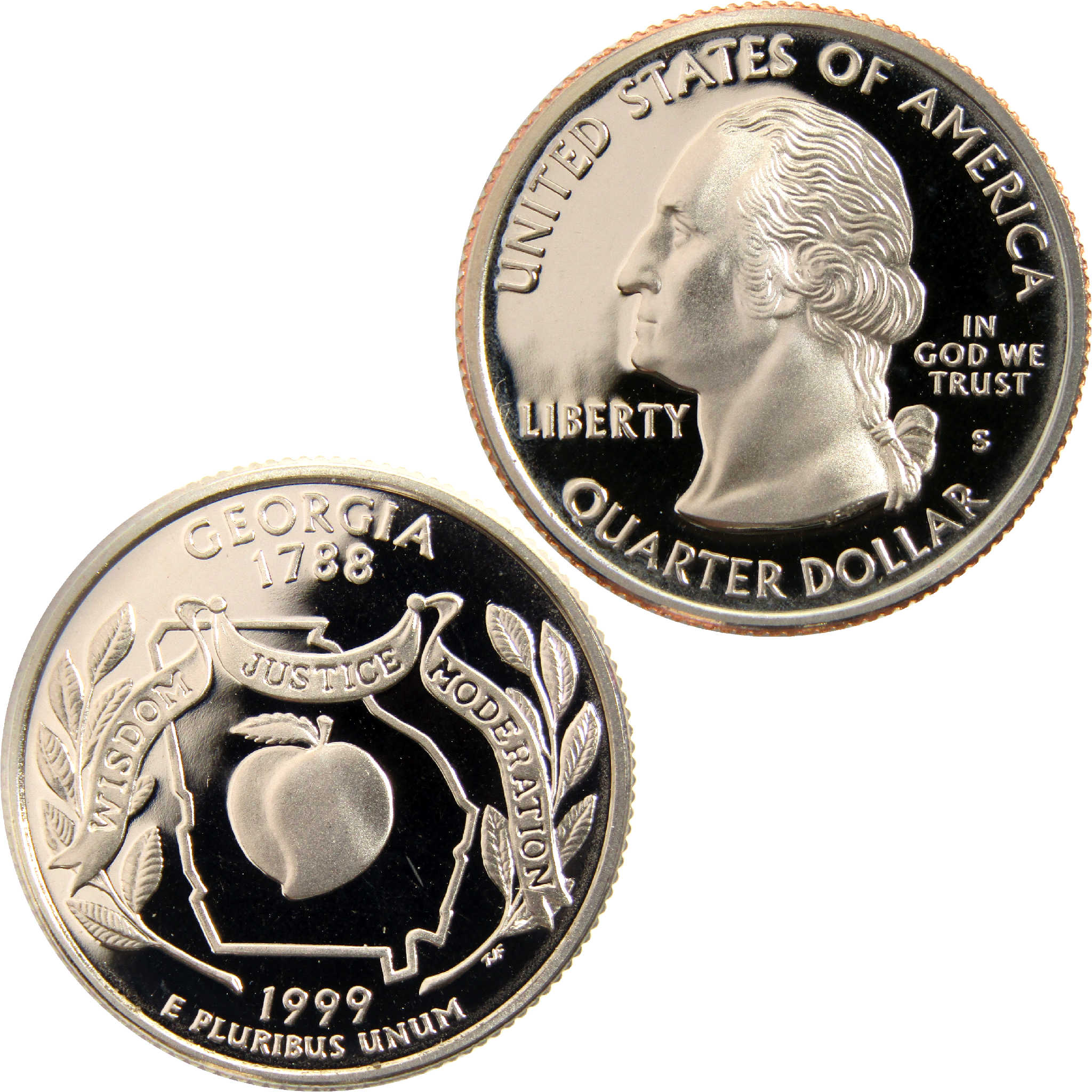 1999 S Georgia State Quarter Choice Proof Clad 25c Coin
