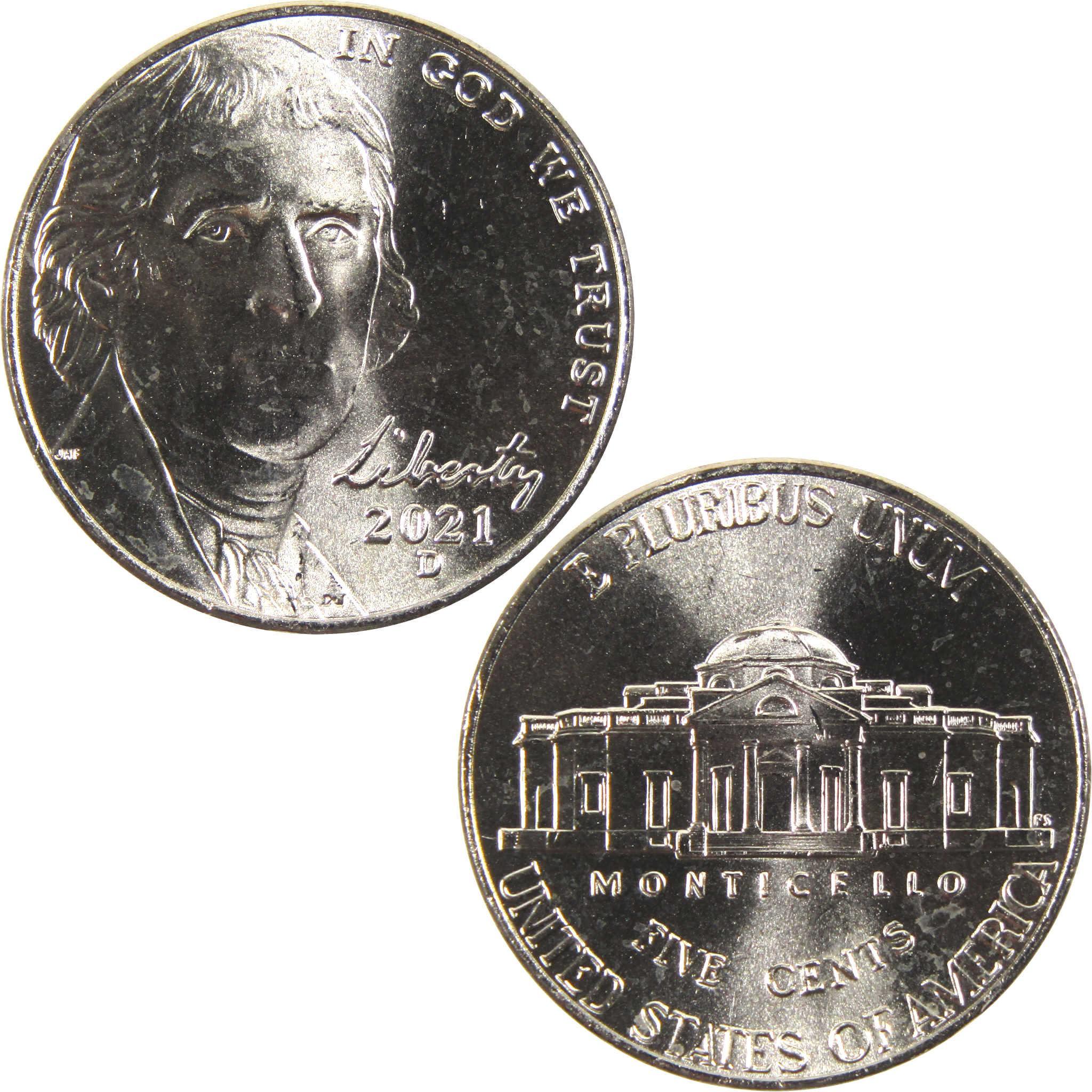 2021 D Jefferson Nickel BU Uncirculated 5c Coin