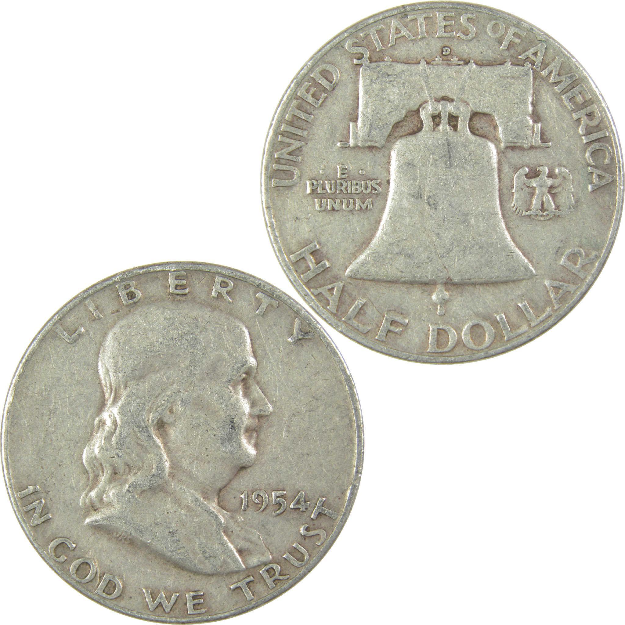 1954 D Franklin Half Dollar VG Very Good Silver 50c Coin