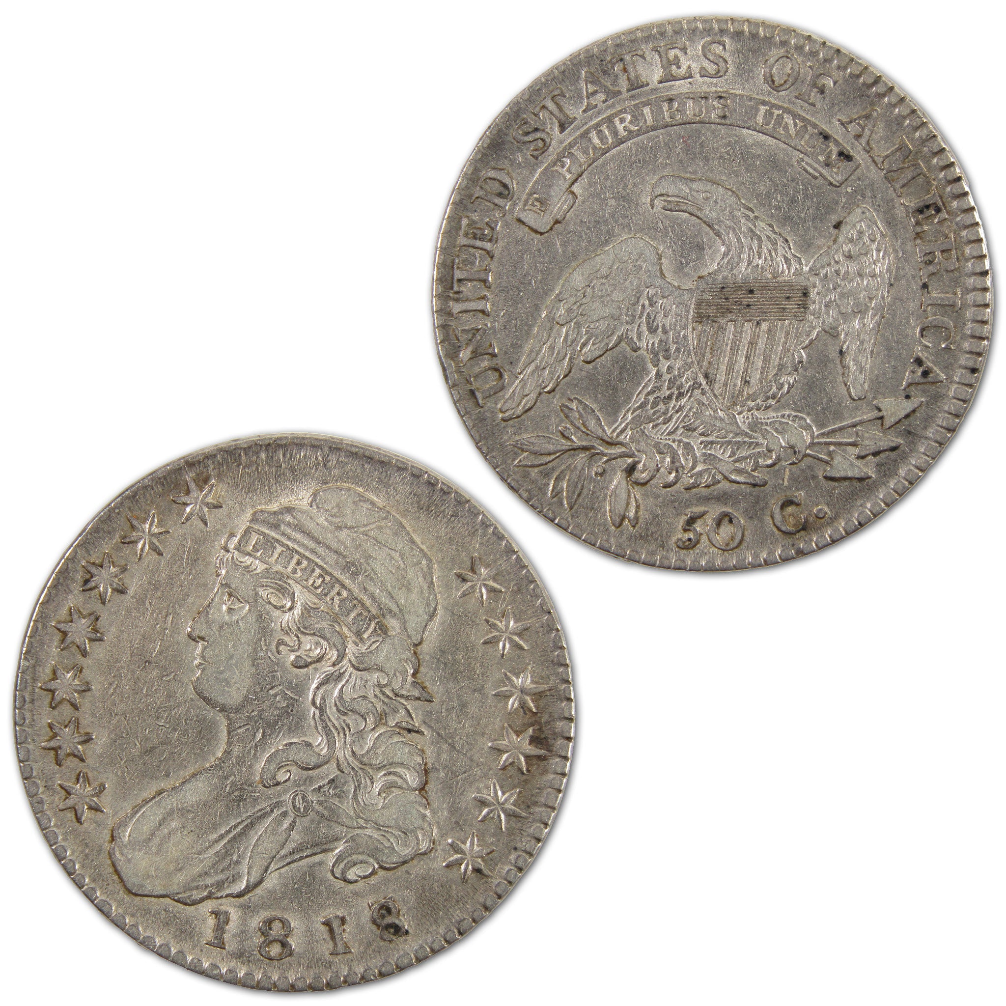 1818/7 Large 8 Capped Bust Half Dollar XF Details Silver SKU:I10921