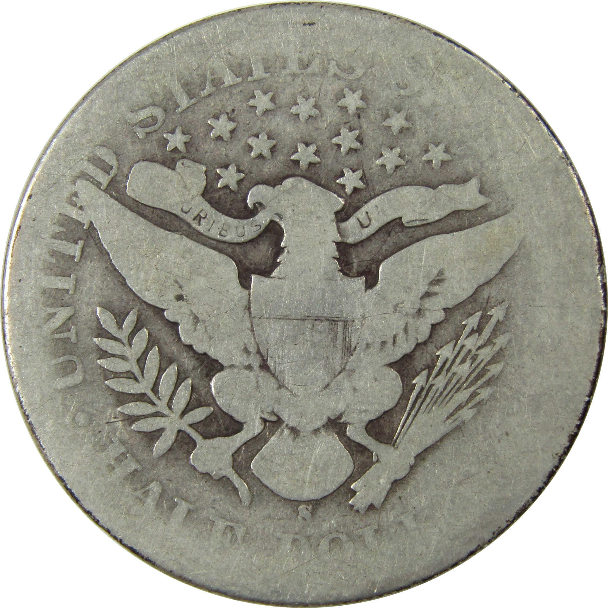 1898 S Barber Silver Half Dollar AG About Good 50c Coin SKU:I25962