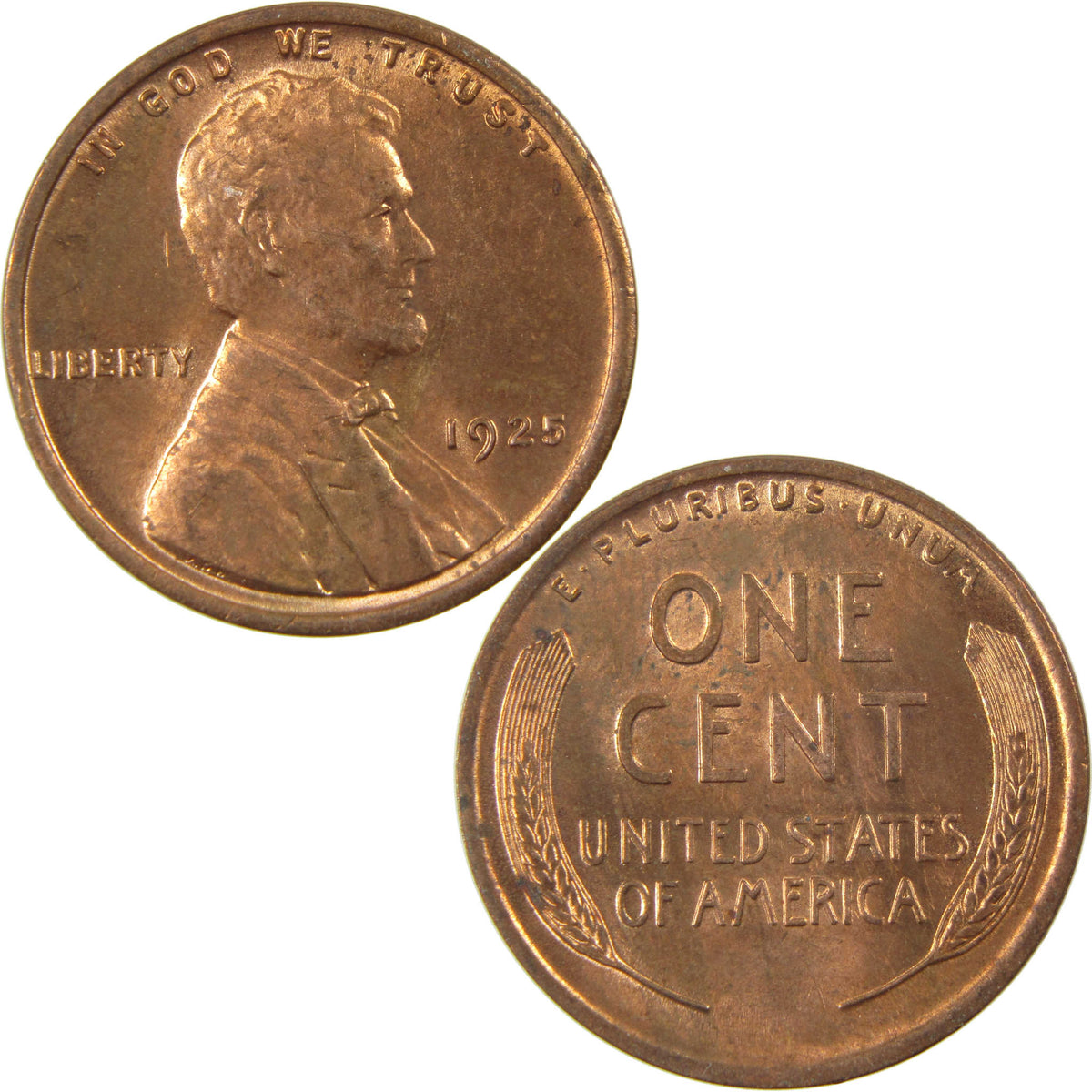 1925 Lincoln Wheat Cent Uncirculated Penny 1c Coin SKU:I28266