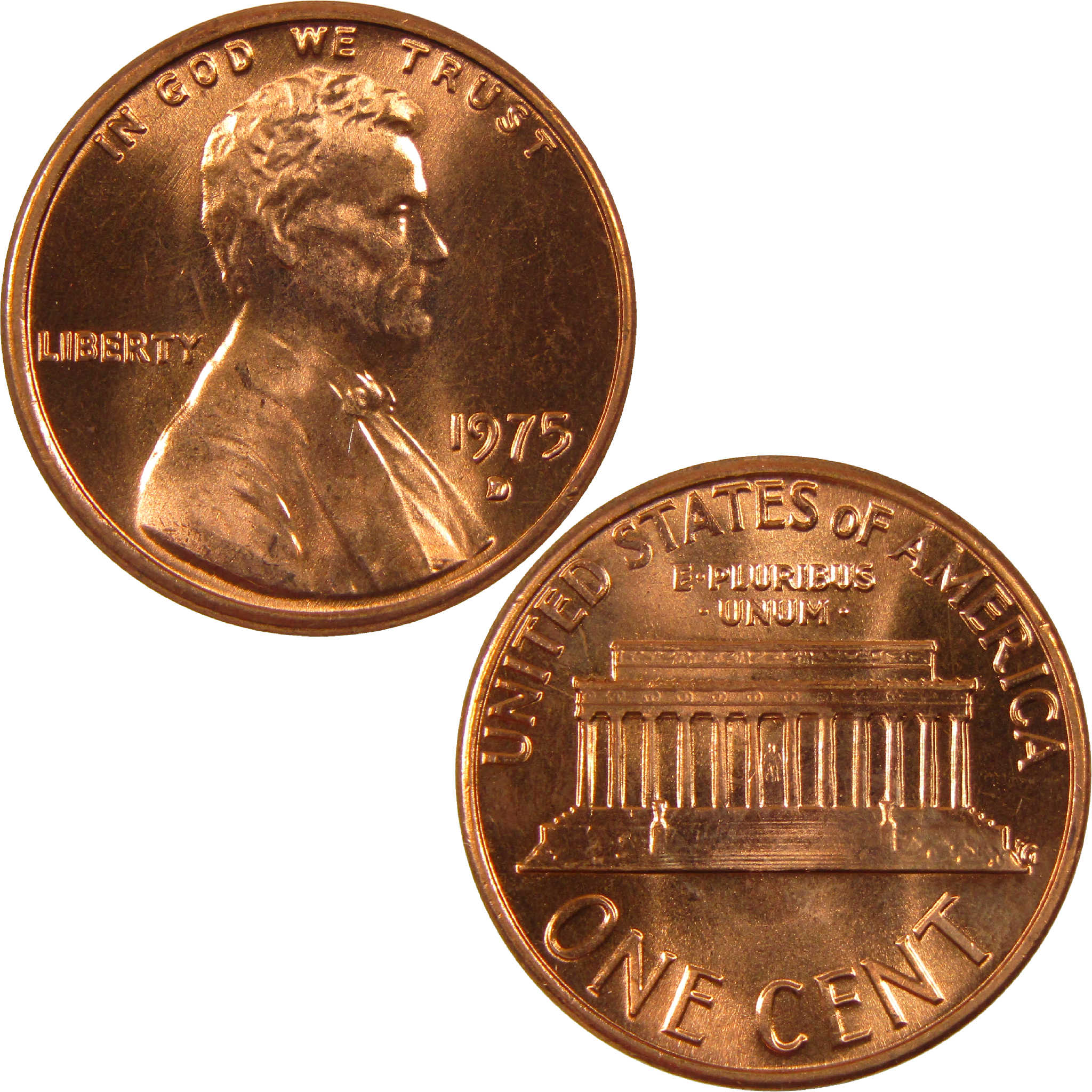 1975 D Lincoln Memorial Cent BU Uncirculated Penny 1c Coin