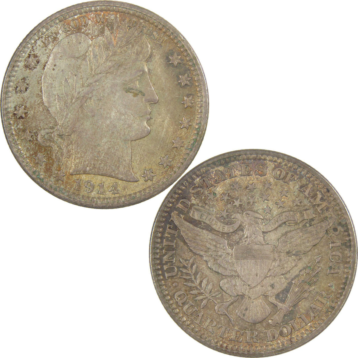 1914 Barber Silver Quarter AU About Uncirculated 25c Coin Collectible
