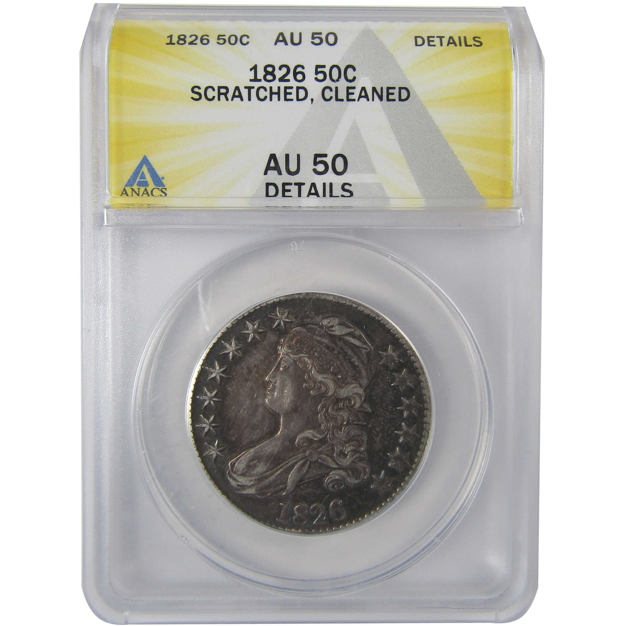 1826 Capped Bust Half Dollar AU 50 Details ANACS Silver SKU:CPC1157