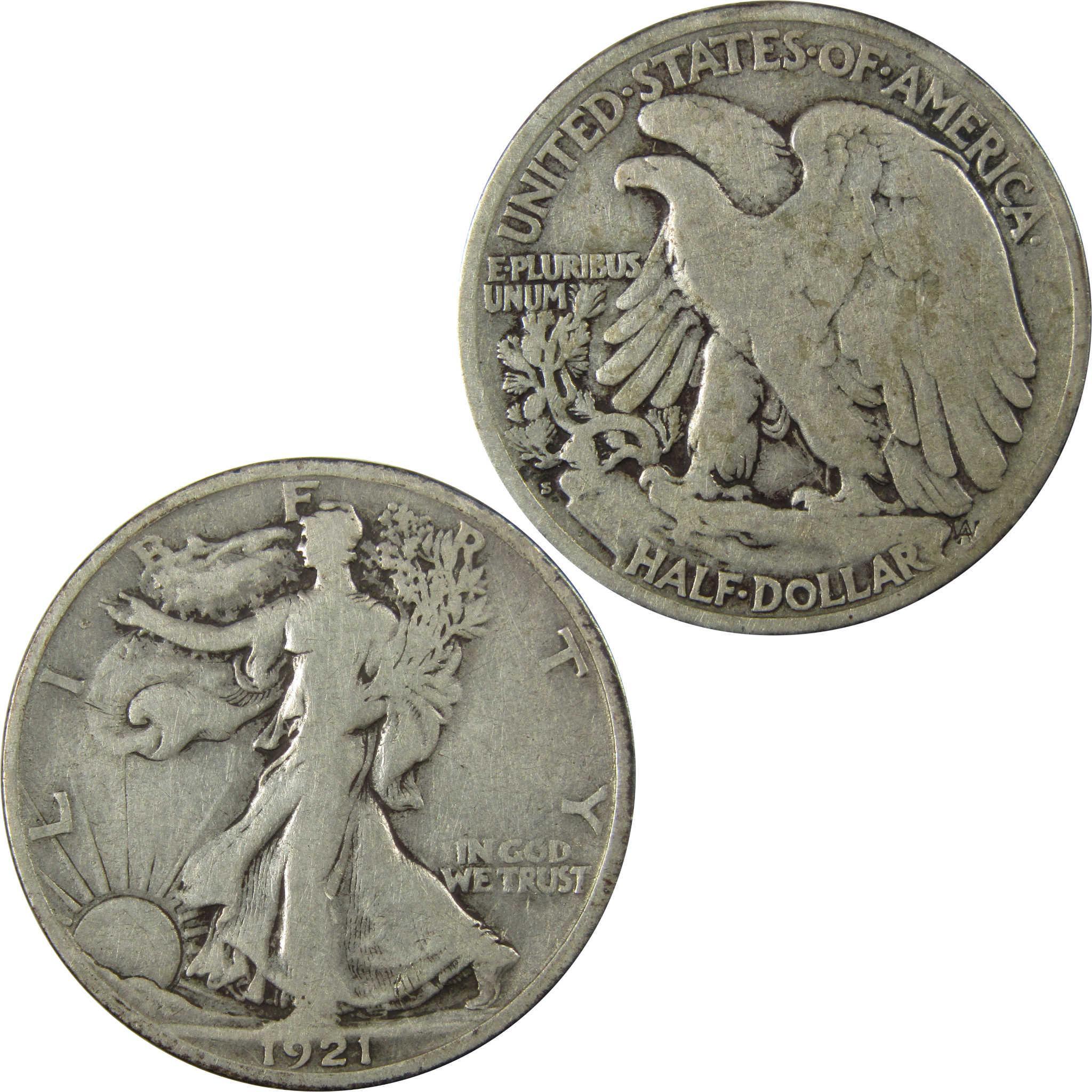 1921 S Liberty Walking Silver Half Dollar F Fine 50c Coin SKU:I25382