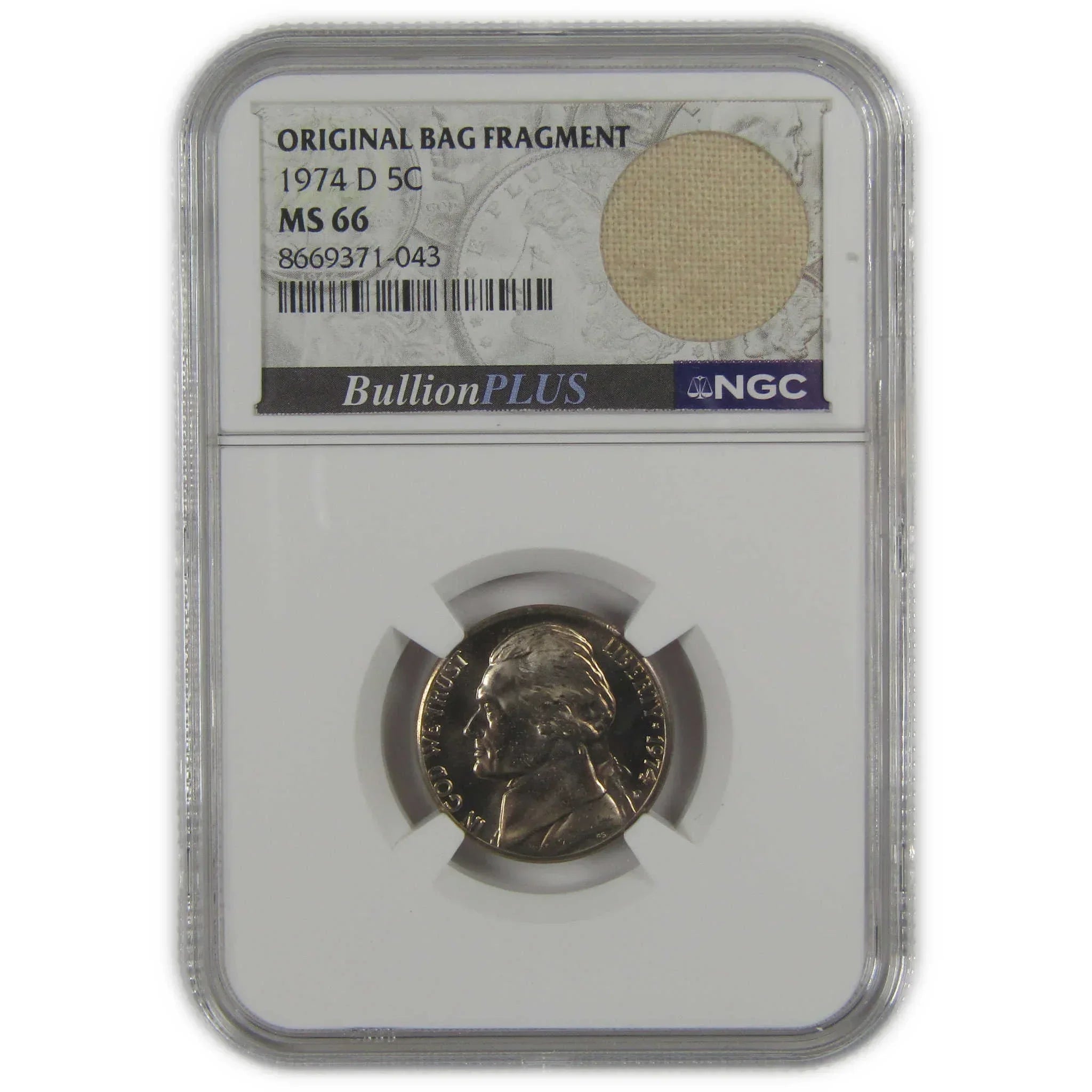 1974 D Jefferson Nickel MS 66 NGC Original Bag Fragment SKU:I23492